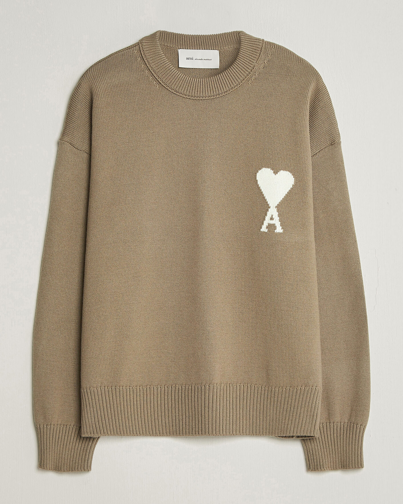 Men | Sweaters & Knitwear | AMI | Big Heart Wool Sweater Beige