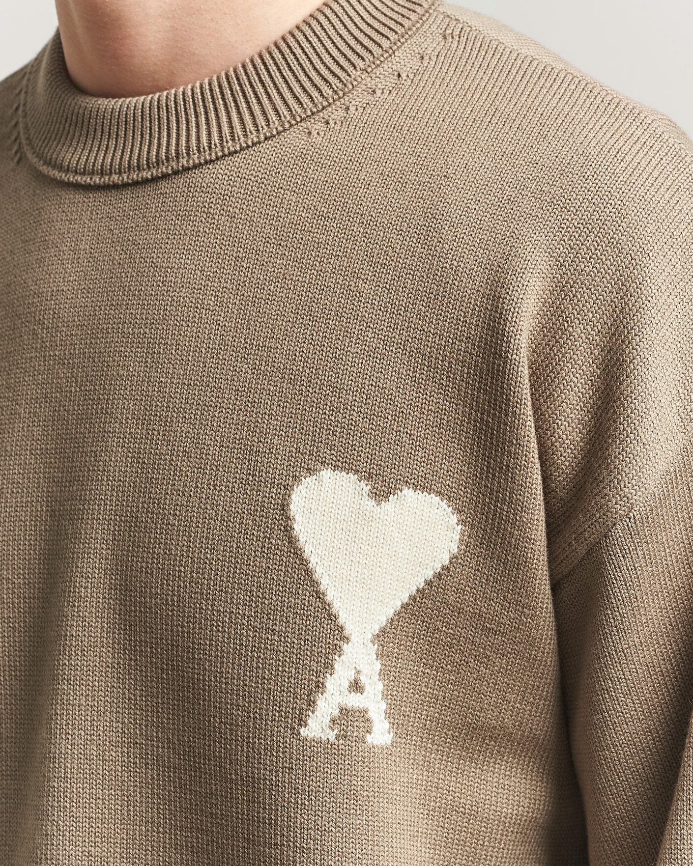 Men | Sweaters & Knitwear | AMI | Big Heart Wool Sweater Beige