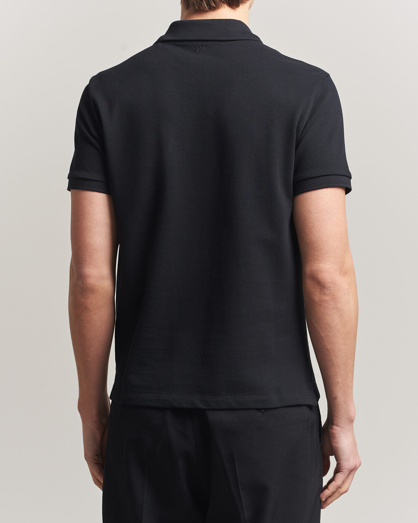 Men | Polo Shirts | AMI | Contrast Heart Logo Polo Black