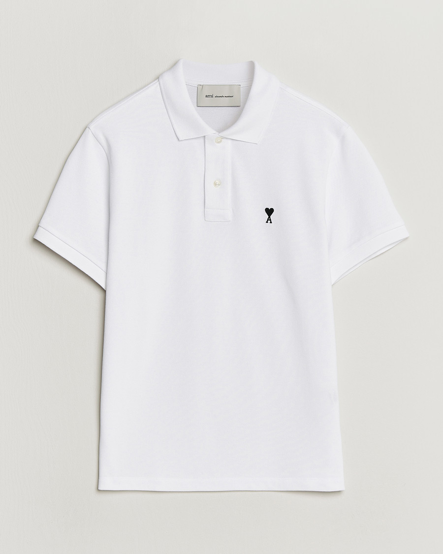 Men | Polo Shirts | AMI | Contrast Heart Logo Polo White