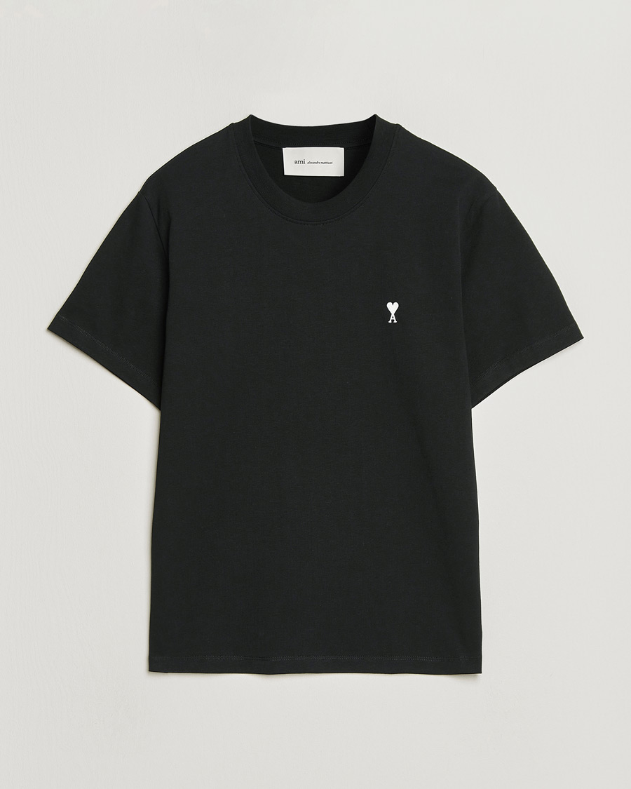 Men | T-Shirts | AMI | Contrast Heart Logo T-Shirt Black