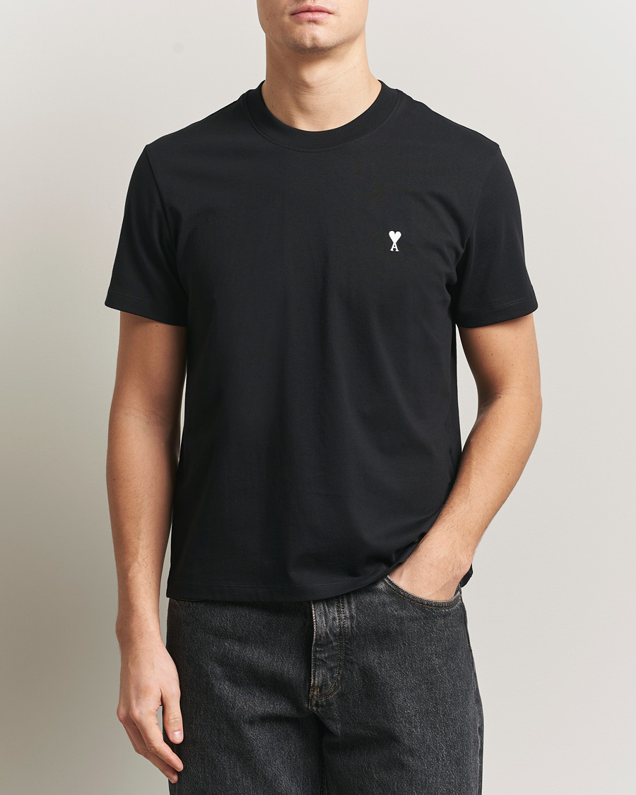 Men | T-Shirts | AMI | Contrast Heart Logo T-Shirt Black