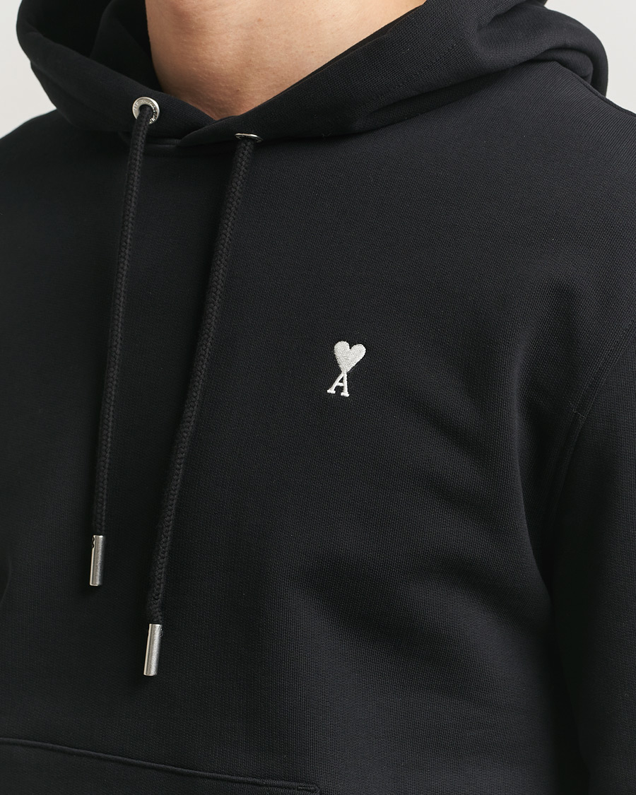 Men | Sweaters & Knitwear | AMI | Contrast Heart Logo Hoodie Black