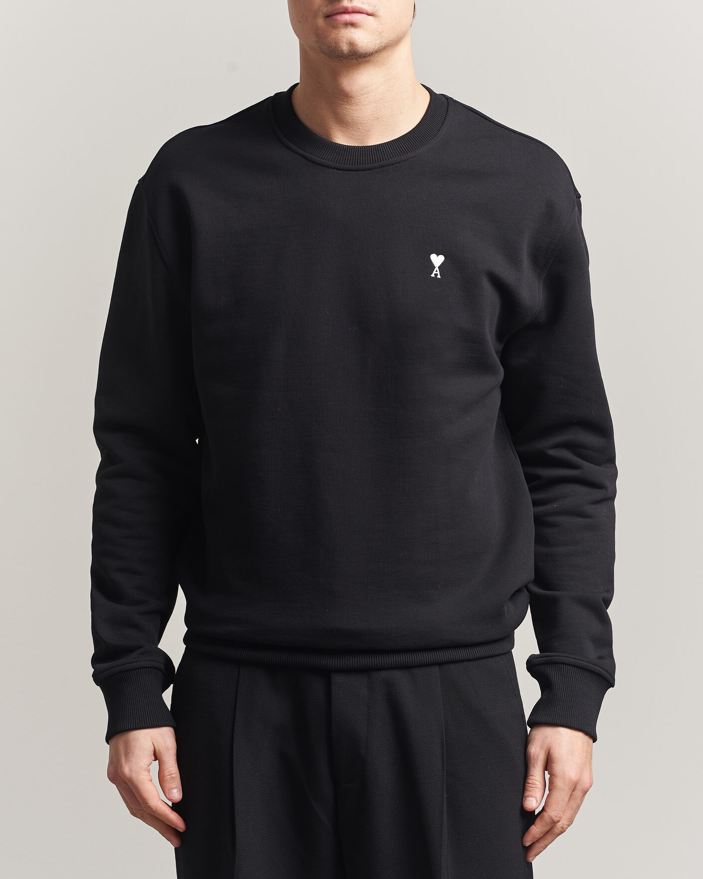 Men | Sweaters & Knitwear | AMI | Contrast Heart Logo Sweatshirt Black