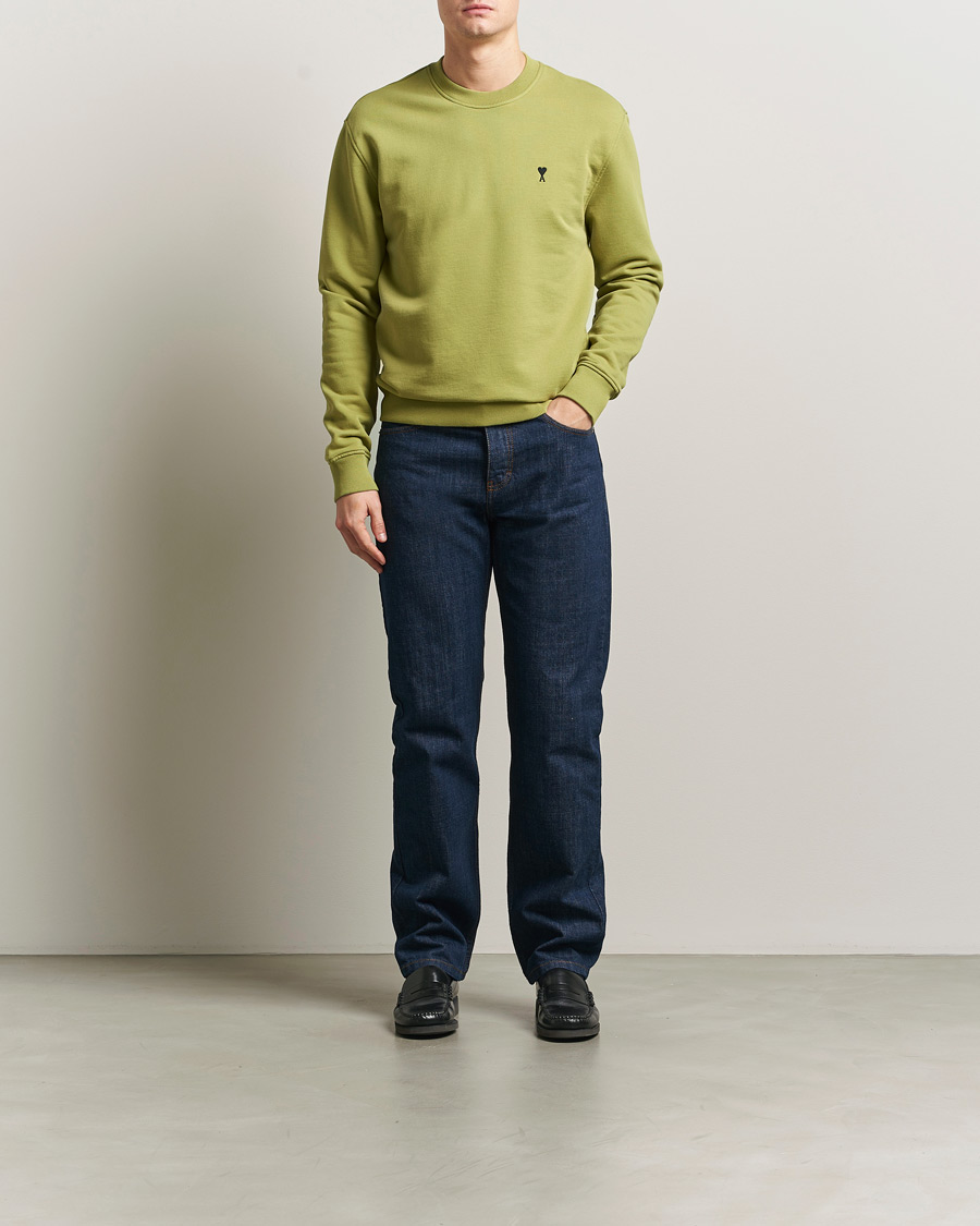 Men | Sweaters & Knitwear | AMI | Contrast Heart Logo Sweatshirt Matcha