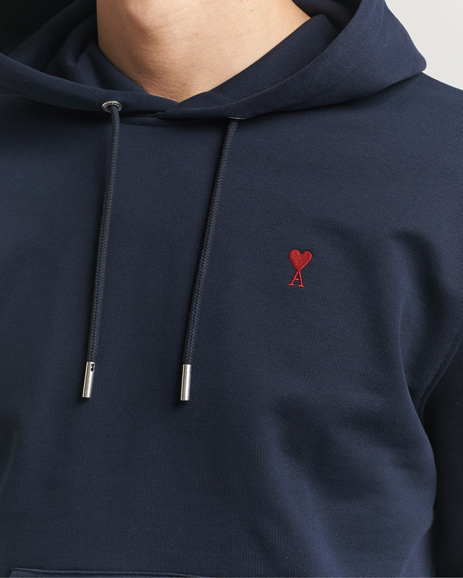 Men | Sweaters & Knitwear | AMI | Heart Logo Hoodie Navy