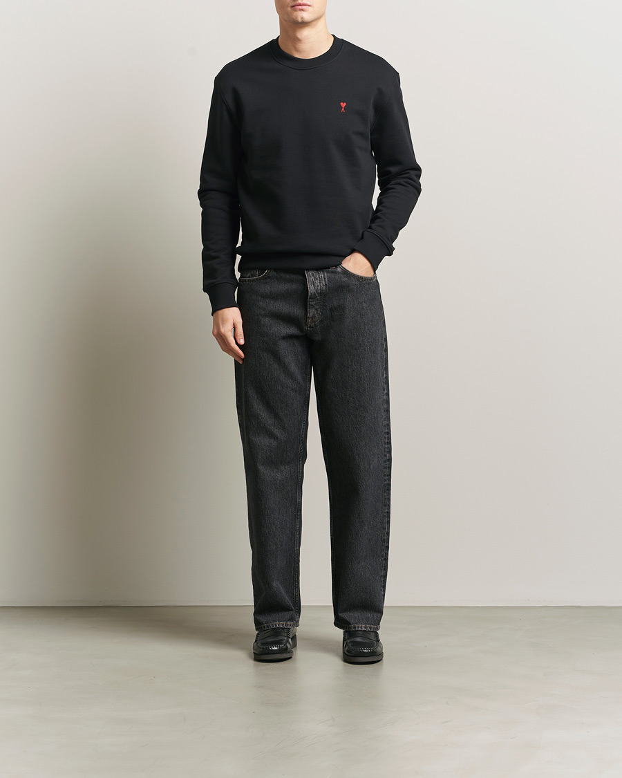 Men | Sweaters & Knitwear | AMI | Heart Logo Sweatshirt Black