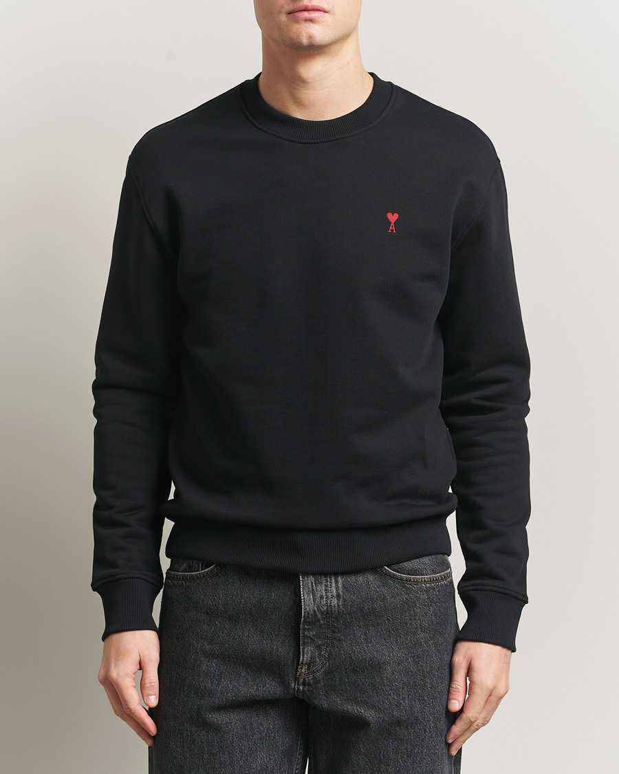Men | Sweaters & Knitwear | AMI | Heart Logo Sweatshirt Black
