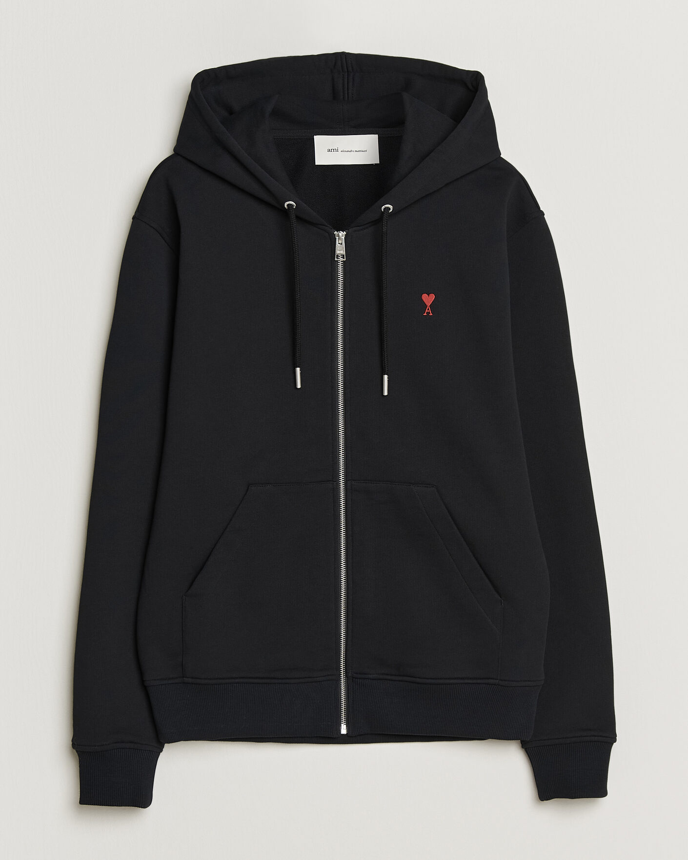 a❤︎ AMI Heart Logo Full Zip Hoodie Black at CareOfCarl.com