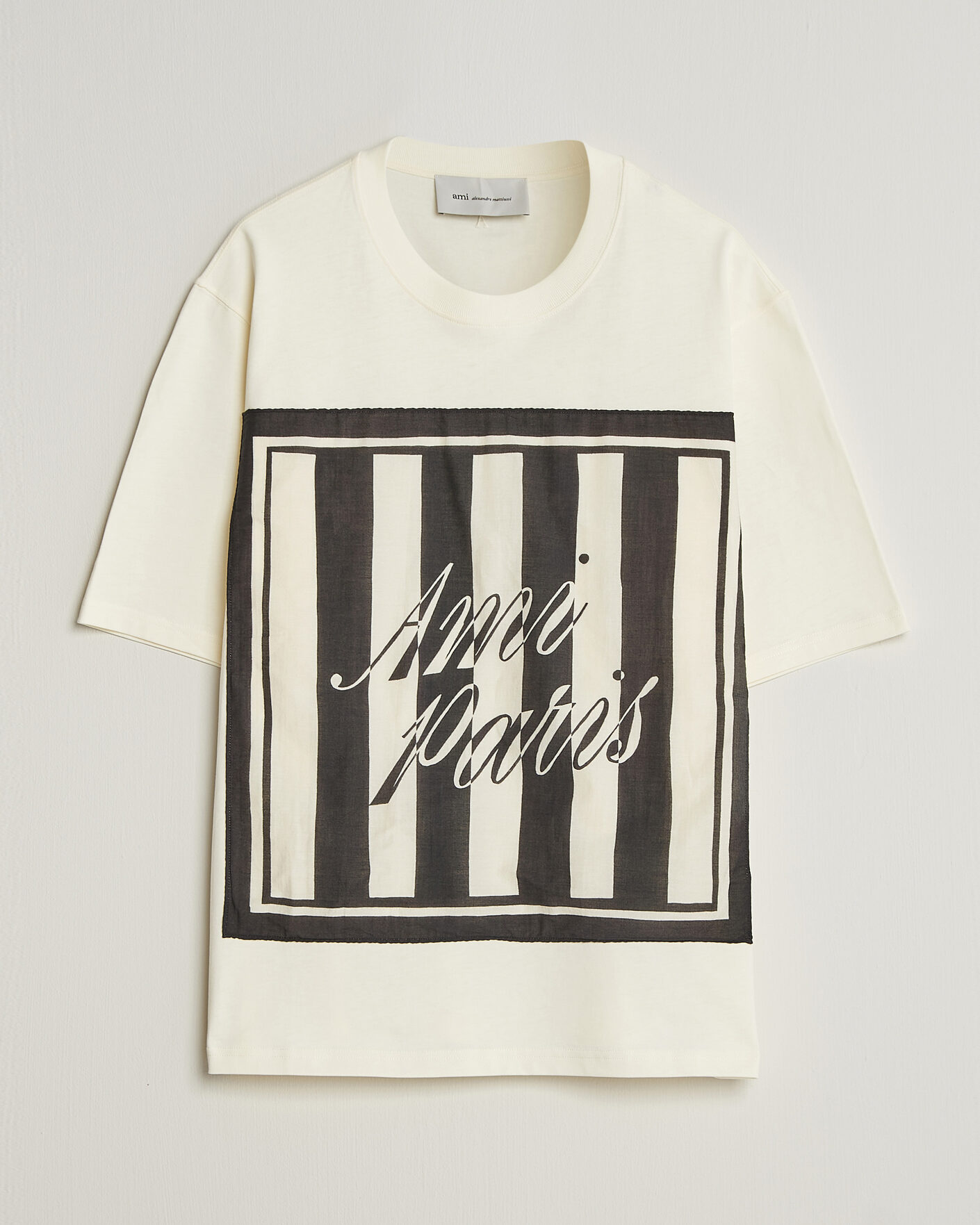 Men | T-Shirts | AMI | Boxy Fit Printed T-Shirt Creme