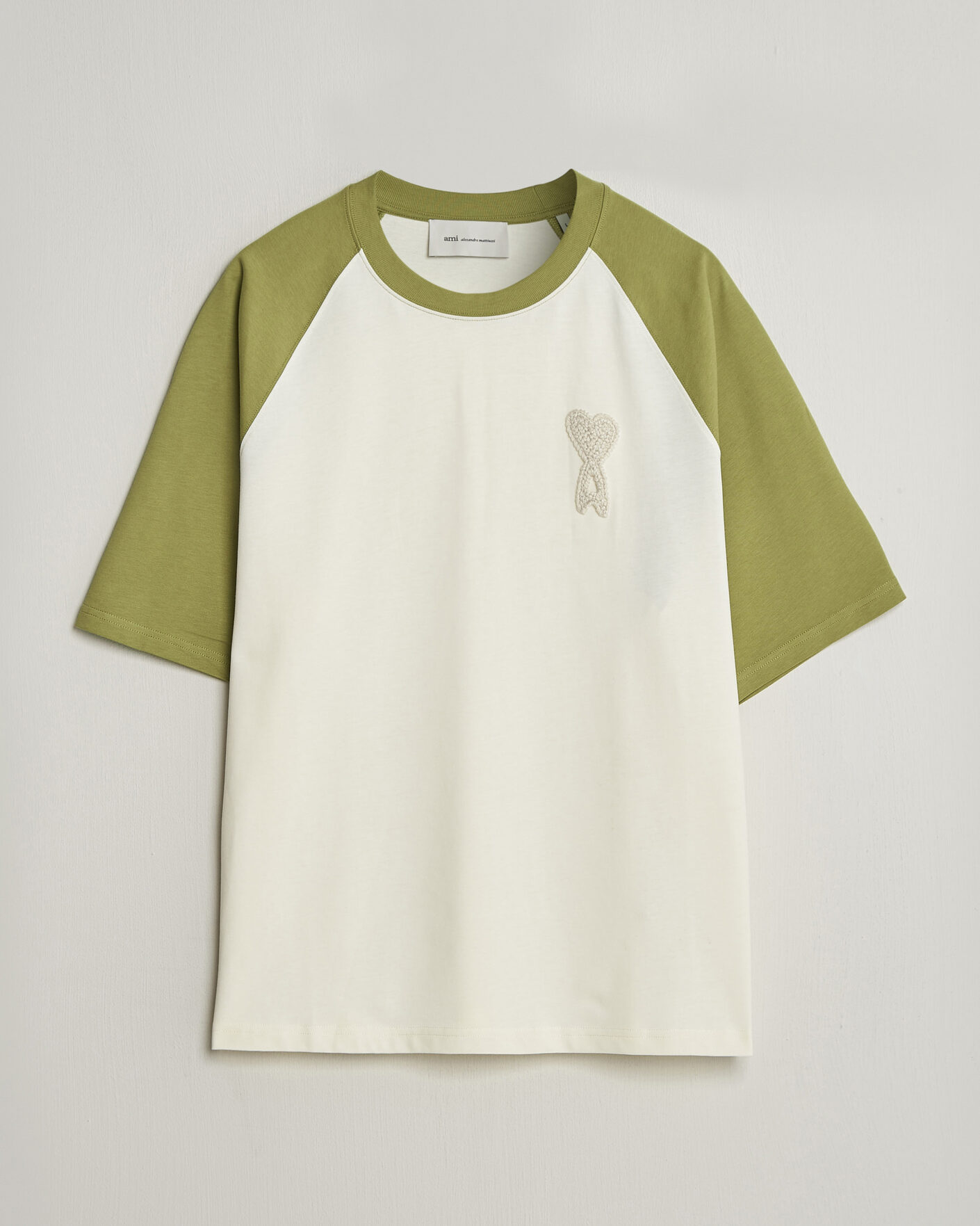 Men | T-Shirts | AMI | Knitted Heart Logo T-Shirt Creme/Matcha