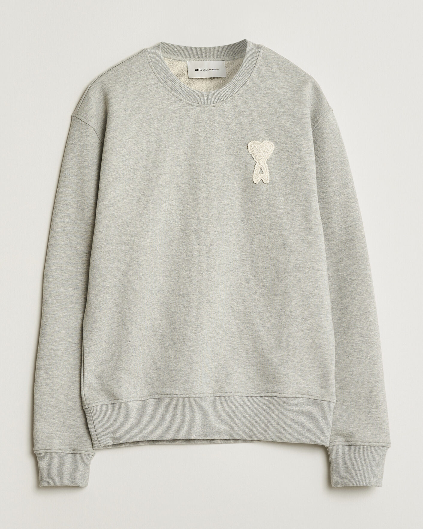 Men | Sweaters & Knitwear | AMI | Knitted Heart Logo Sweatshirt Grey Melange