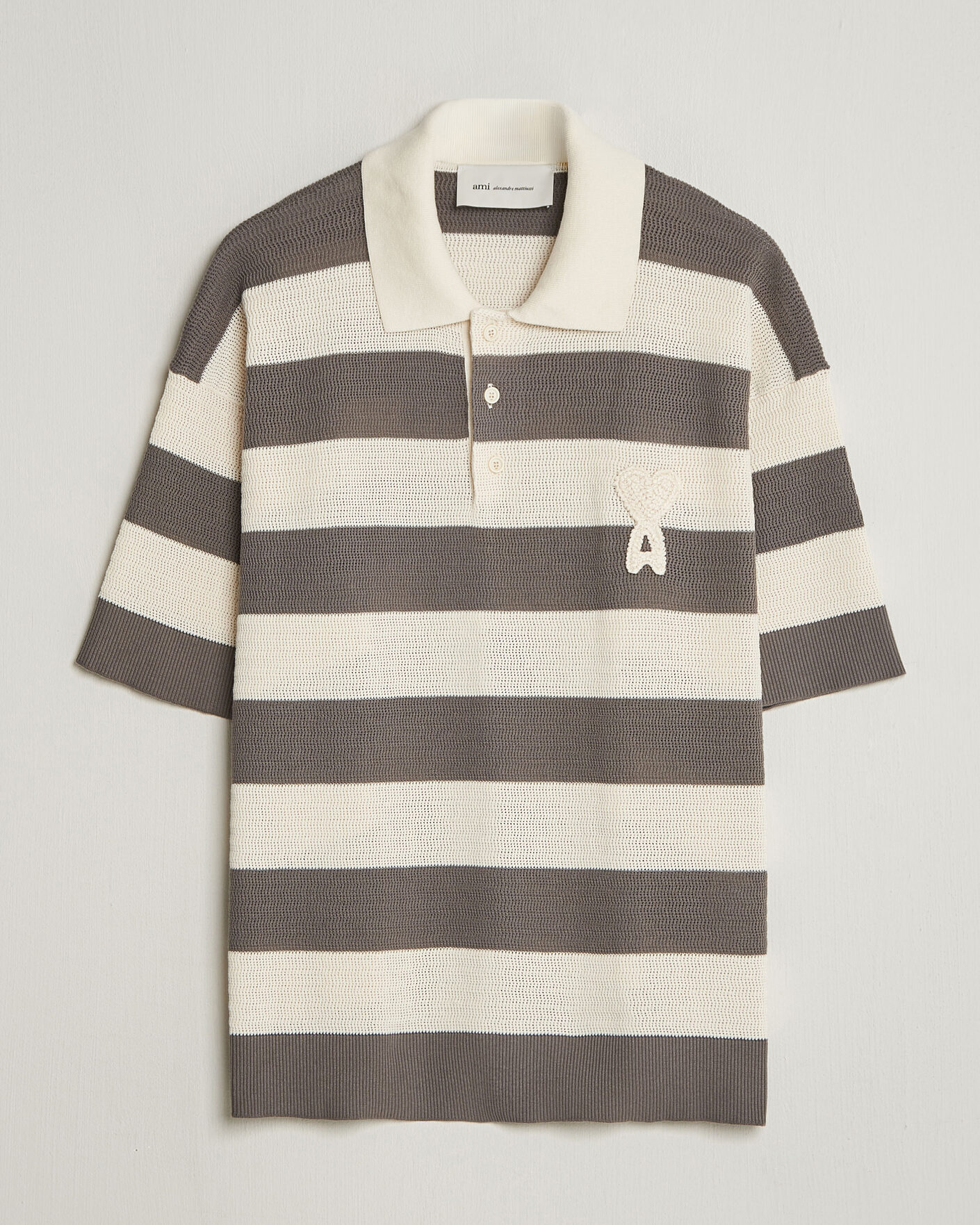 Men | Polo Shirts | AMI | Striped Polo White/Grey