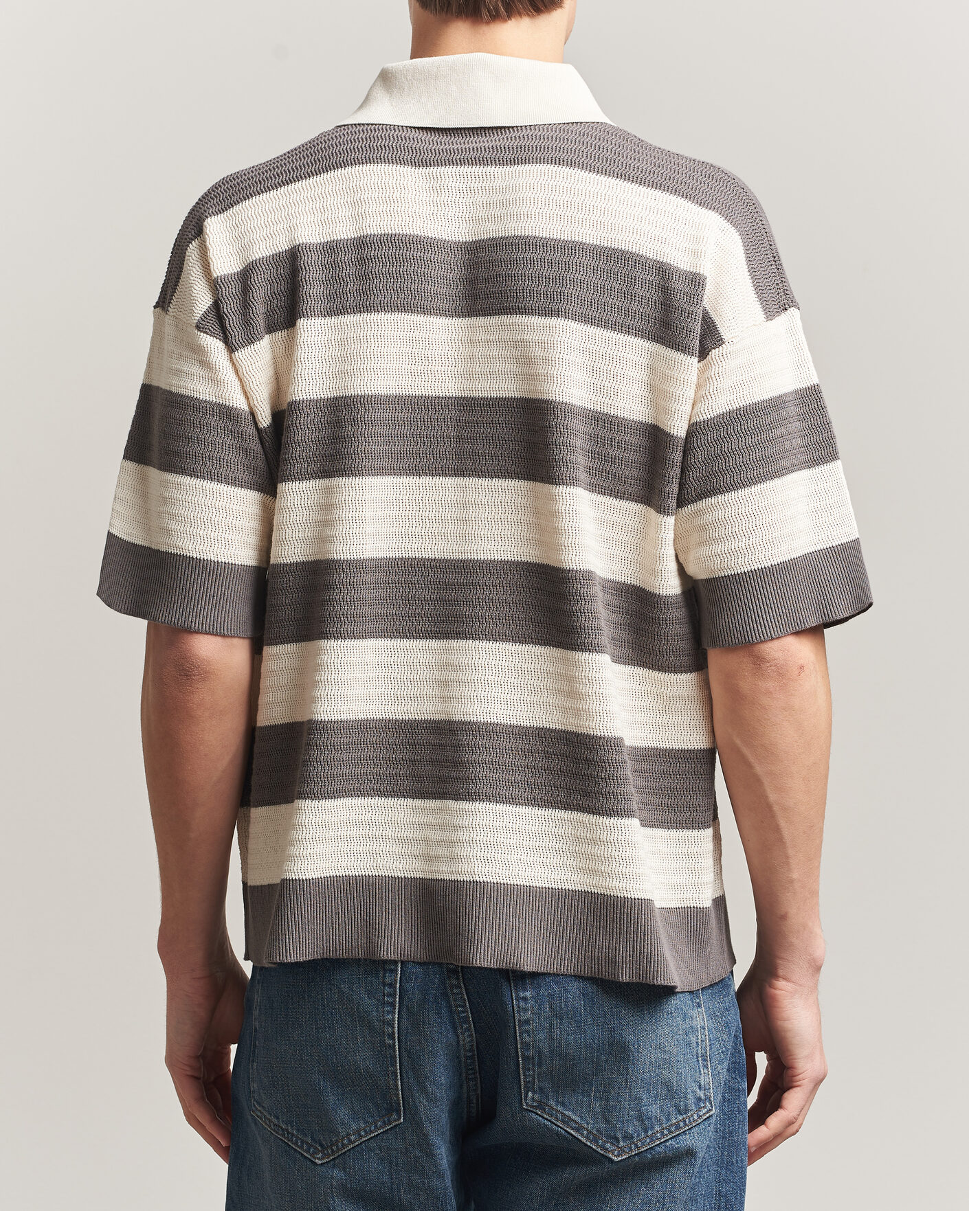 Men | Polo Shirts | AMI | Striped Polo White/Grey