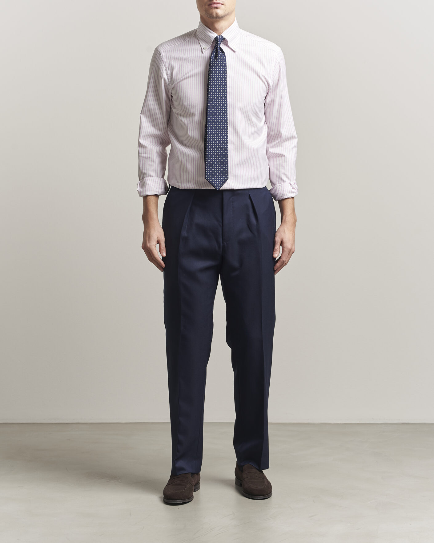 Men | Shirts | 100Hands | Washed Striped Oxford Shirt Lavender