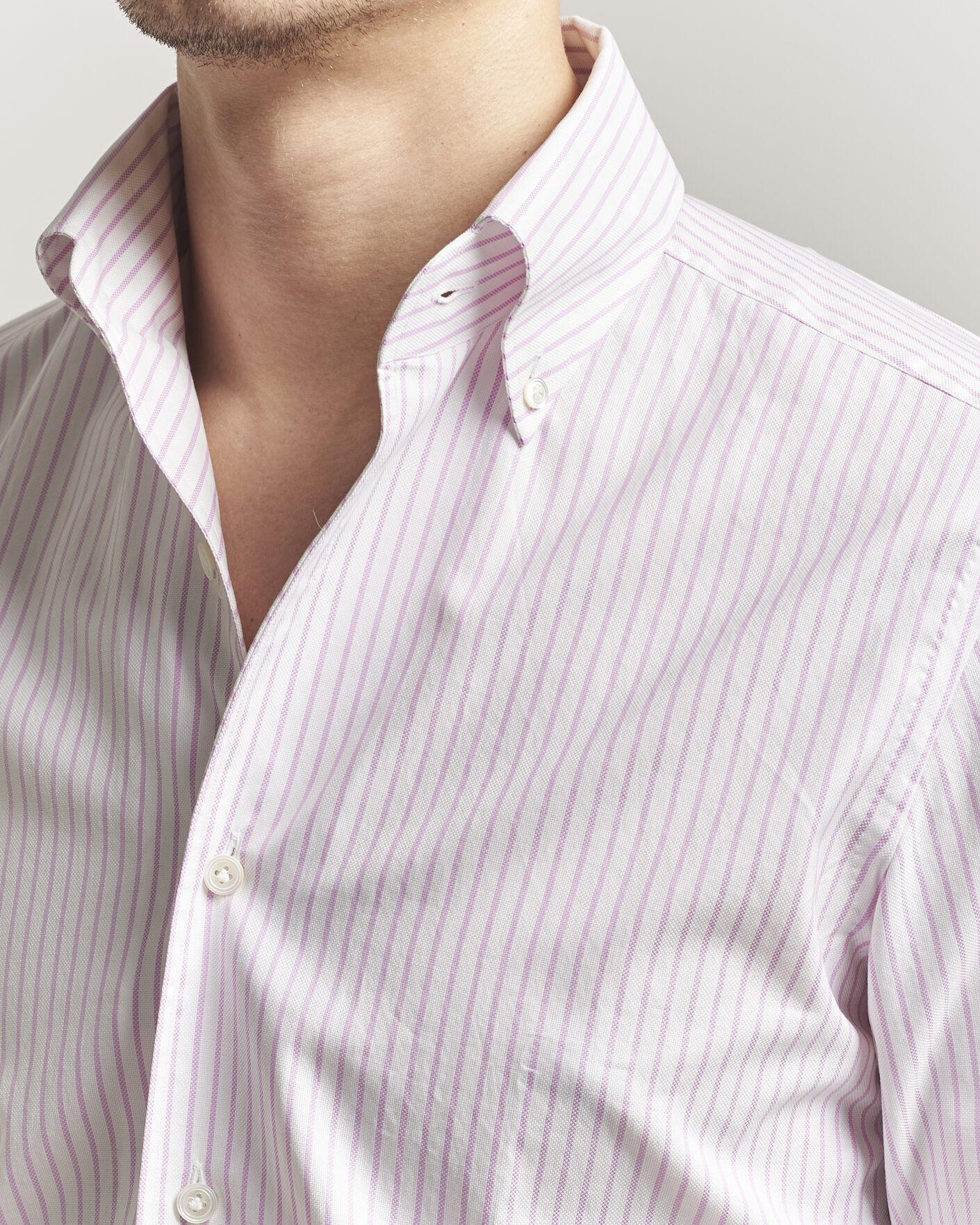 Men | Shirts | 100Hands | Washed Striped Oxford Shirt Lavender