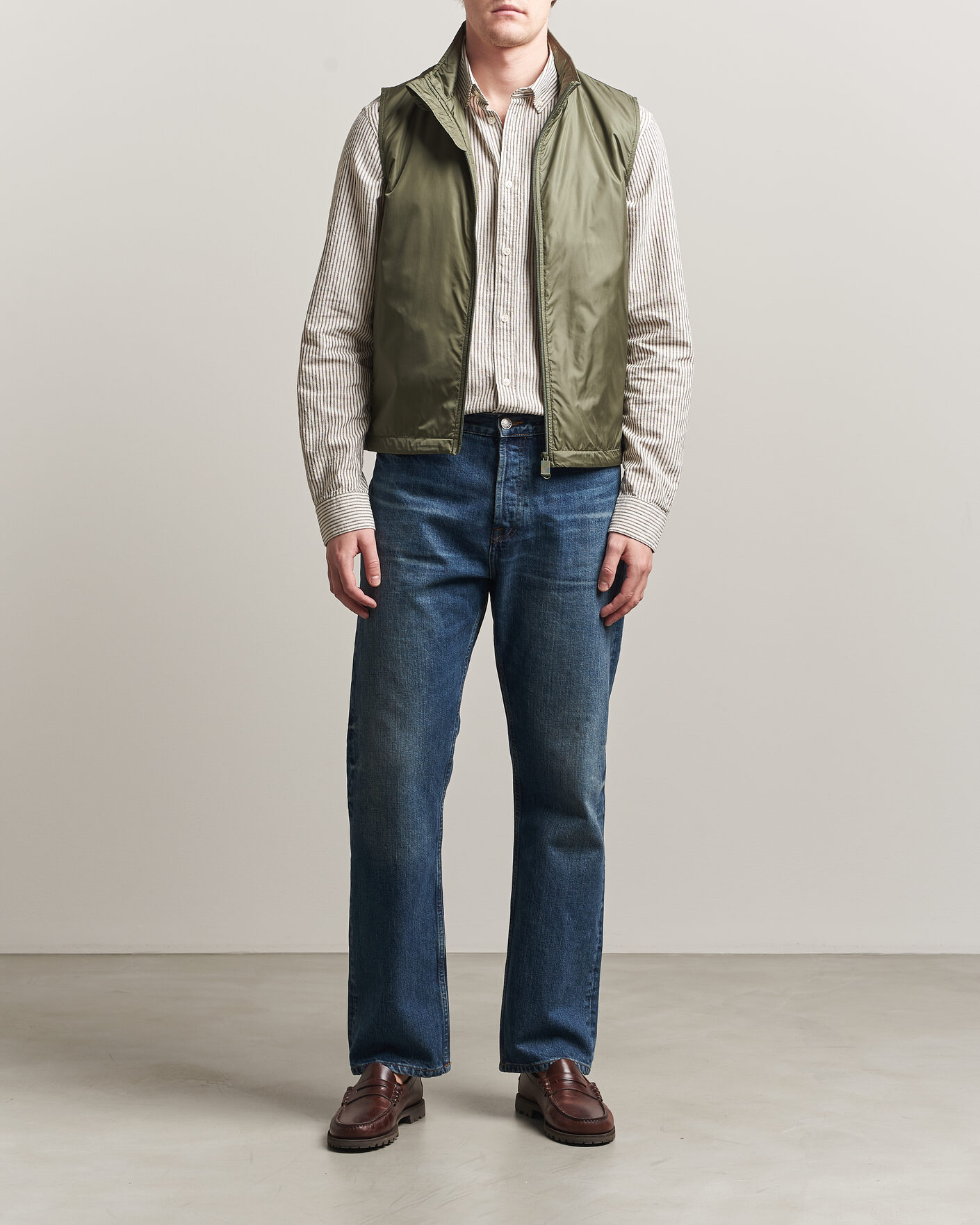 Men | Gilets | Aspesi | Vernes Nylon Gilet Olive