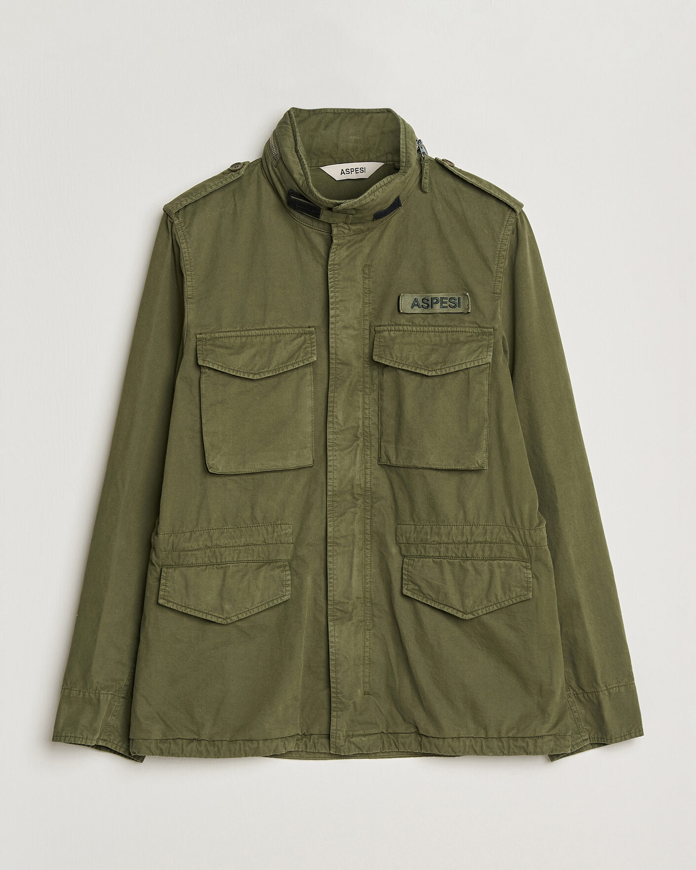 Men | Coats & Jackets | Aspesi | Washed Cotton Field Jacket Military