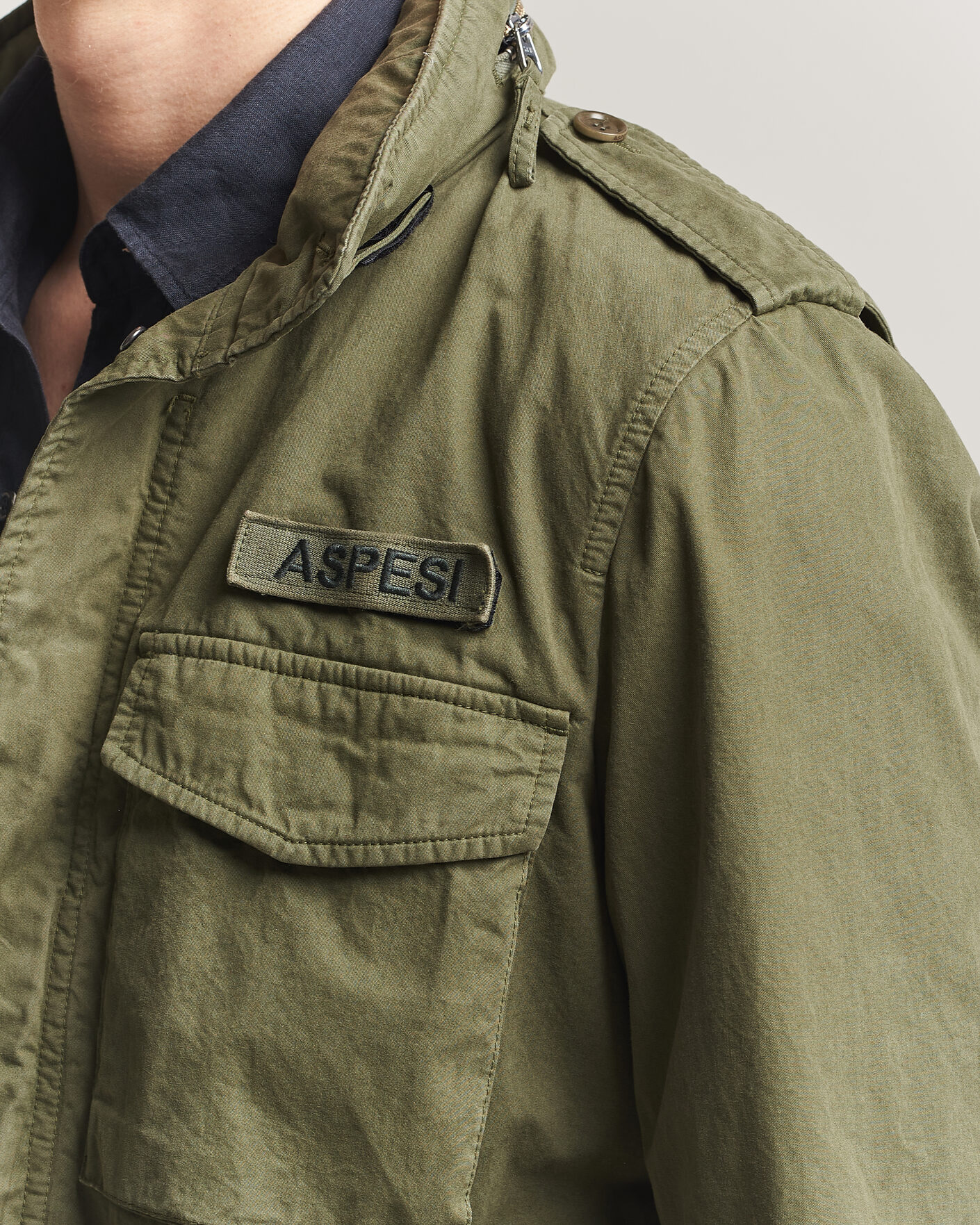 Men | Coats & Jackets | Aspesi | Washed Cotton Field Jacket Military