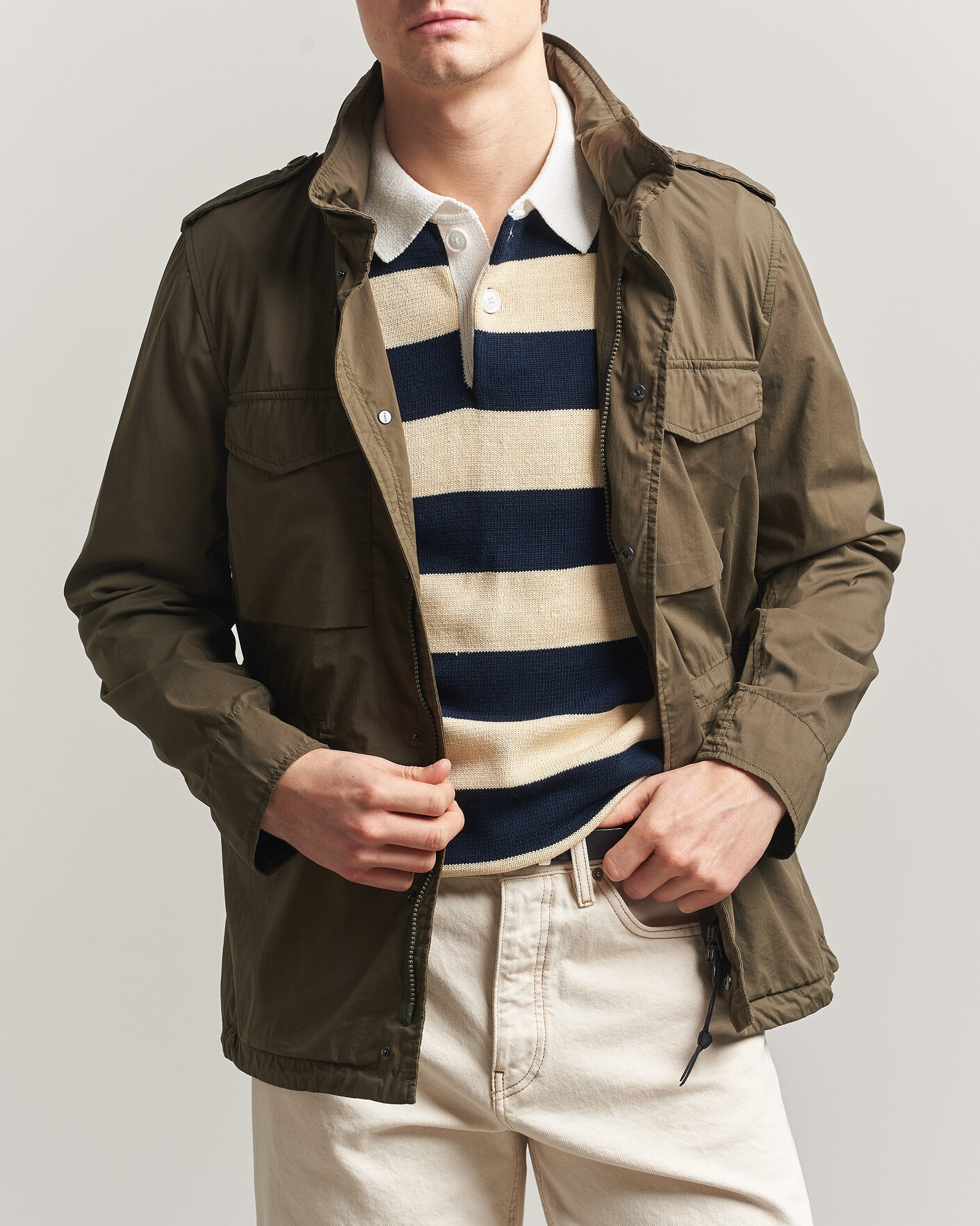 Men | Coats & Jackets | Aspesi | Lightweight Cotton Field Jacket Military