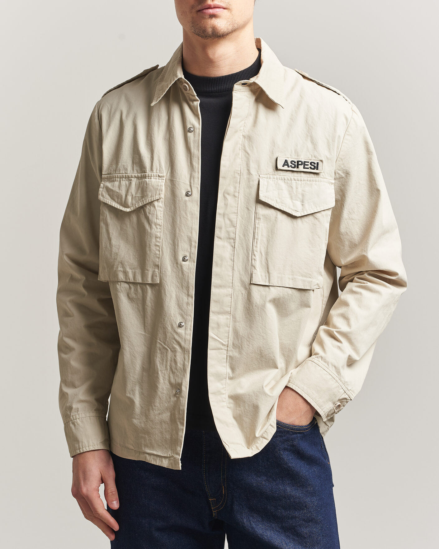 Men | Coats & Jackets | Aspesi | Cotton Field Shirt Sand