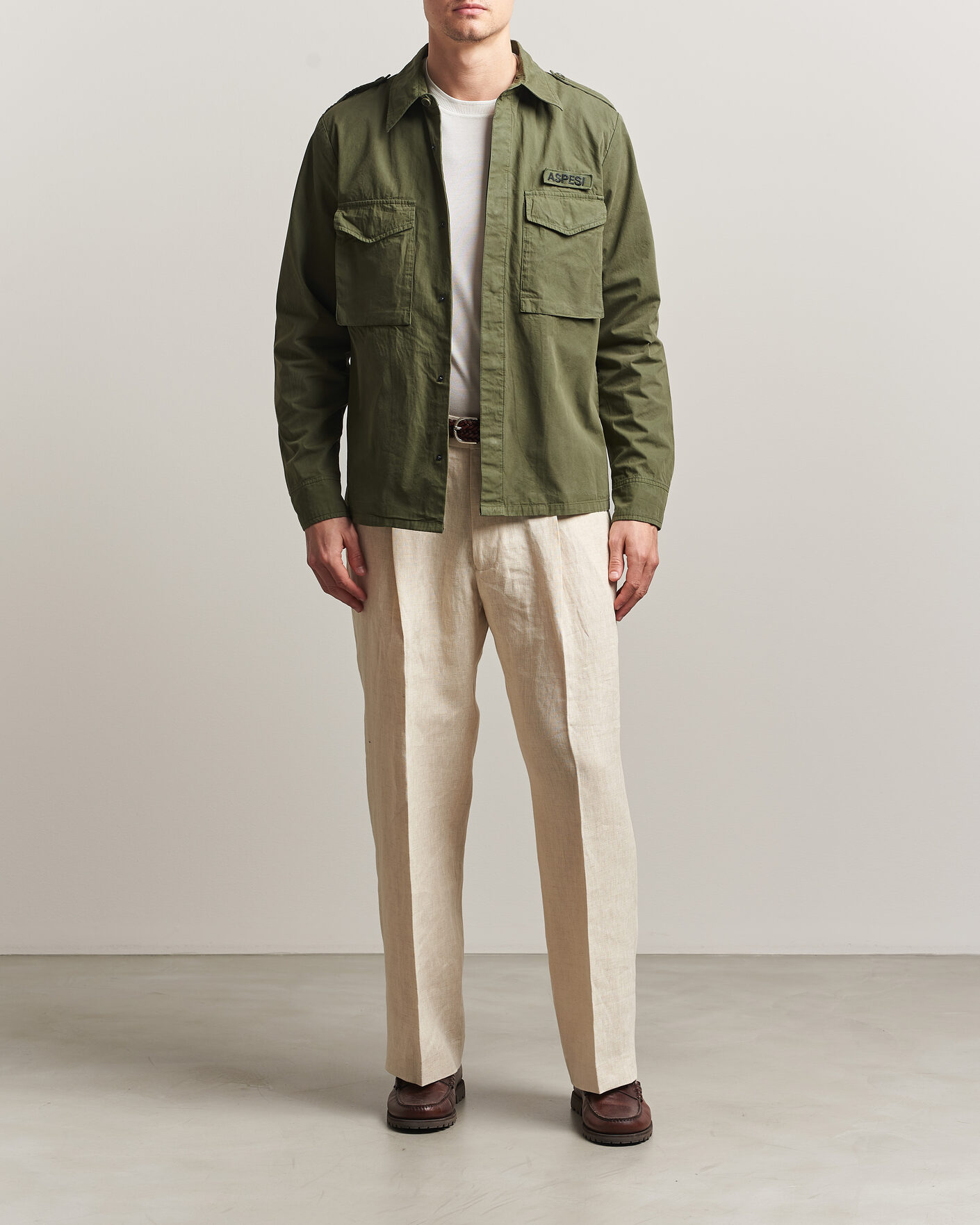 Men | Coats & Jackets | Aspesi | Cotton Field Shirt Olive
