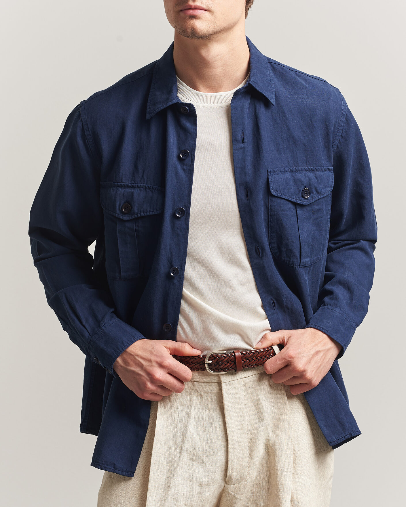Men | Shirts | Aspesi | Double Pocket Overshirt Navy
