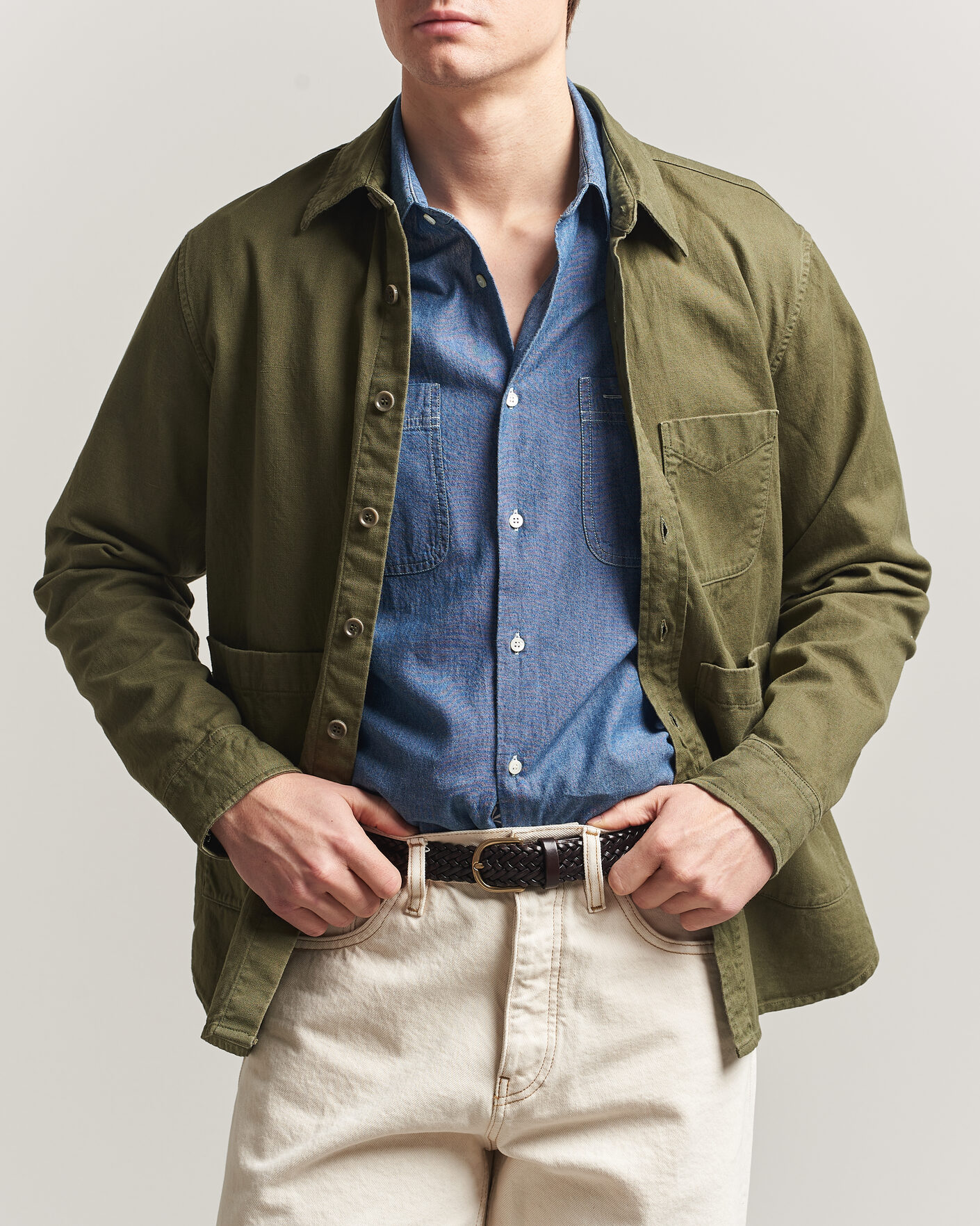 Men | Coats & Jackets | Aspesi | Garment Dyed Utility Shirt Military