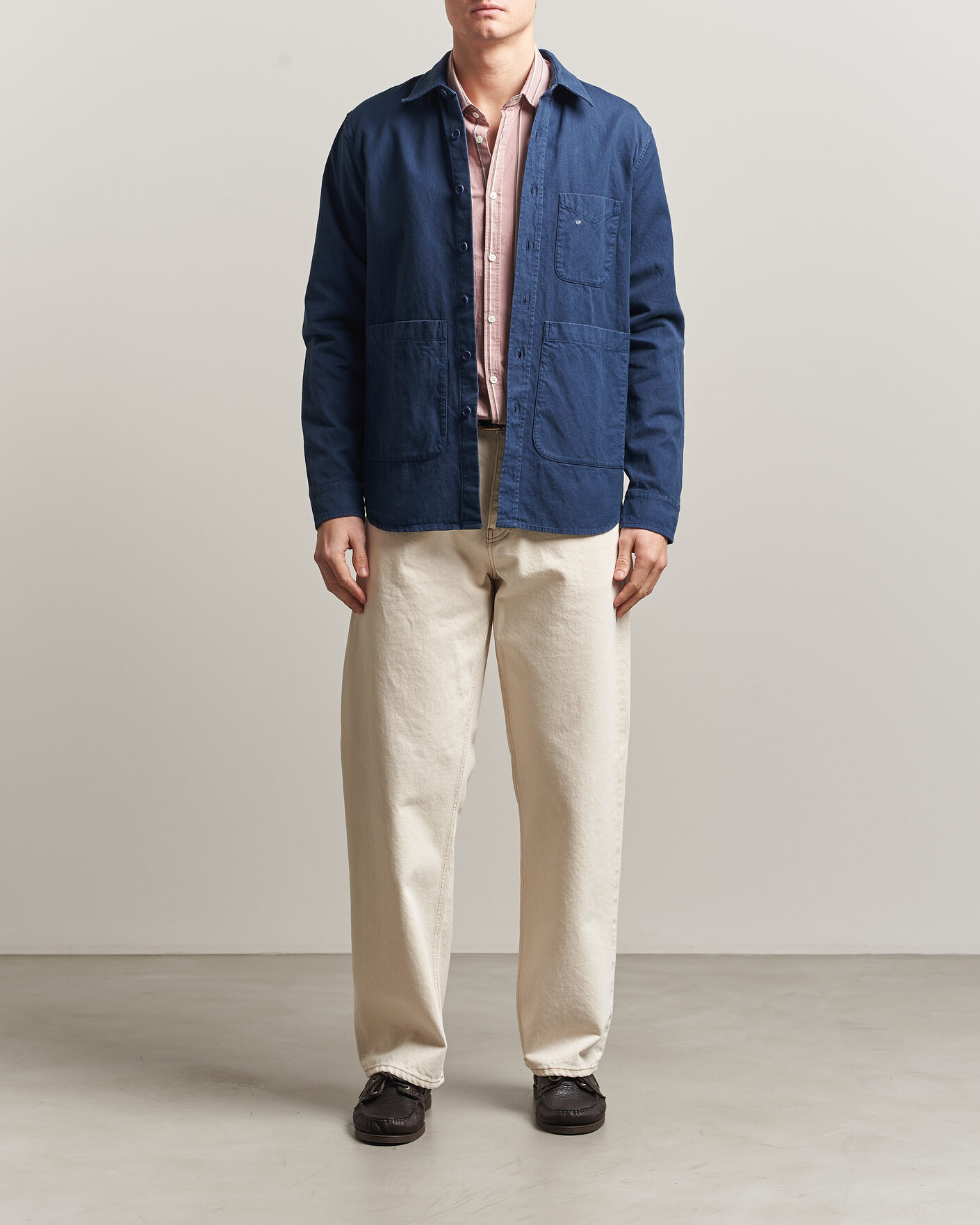 Men | Coats & Jackets | Aspesi | Garment Dyed Utility Shirt Dark Blue