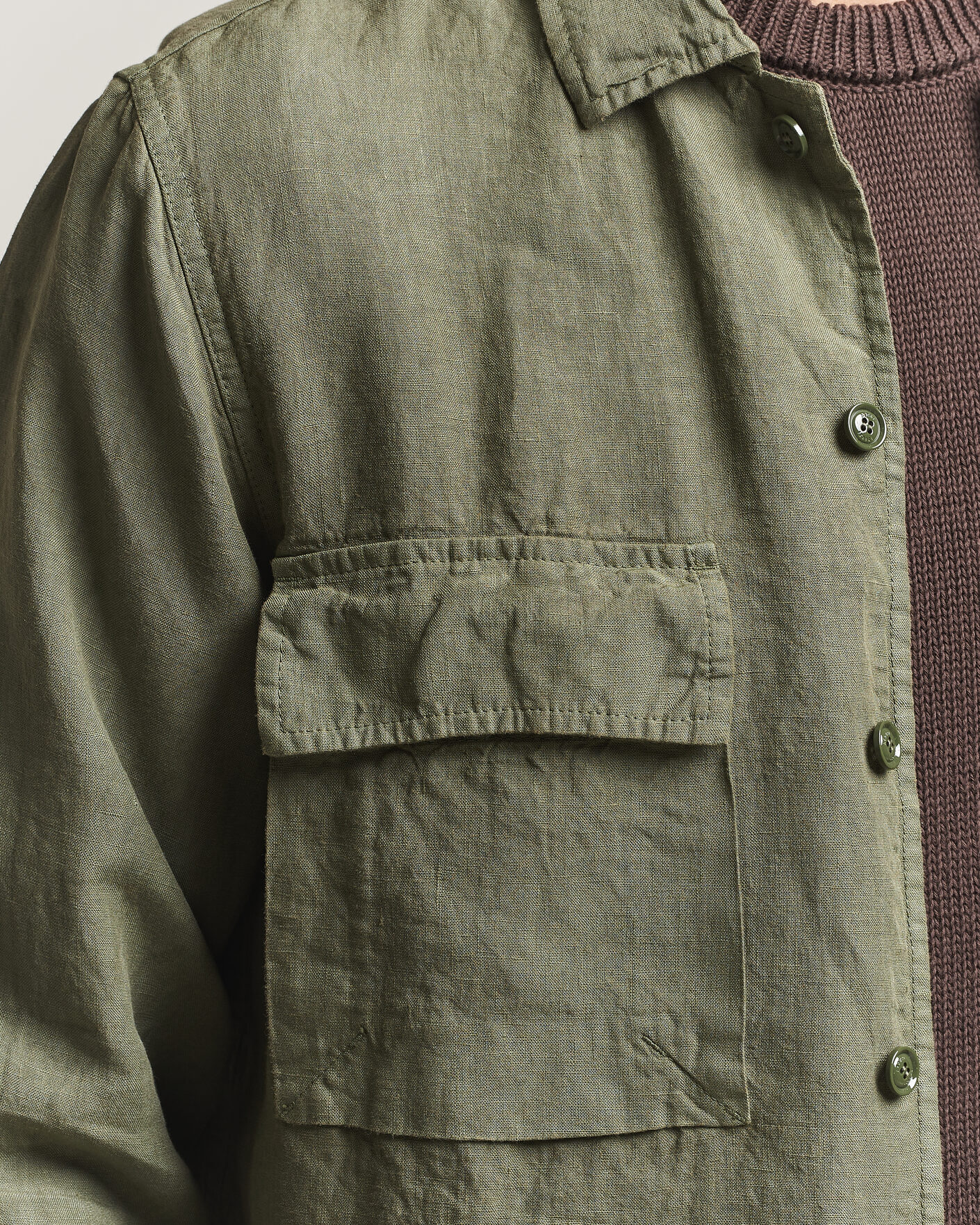 Men | Coats & Jackets | Aspesi | Linen Overshirt Military