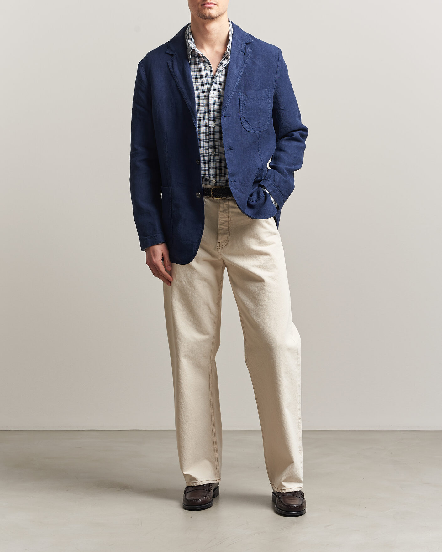 Men | Blazers | Aspesi | Samuraki Linen Blazer Navy