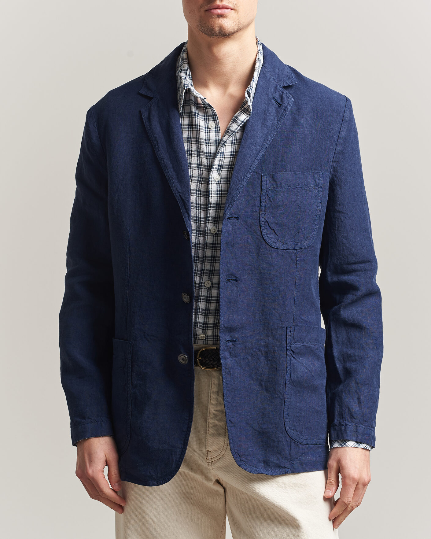 Men | Blazers | Aspesi | Samuraki Linen Blazer Navy