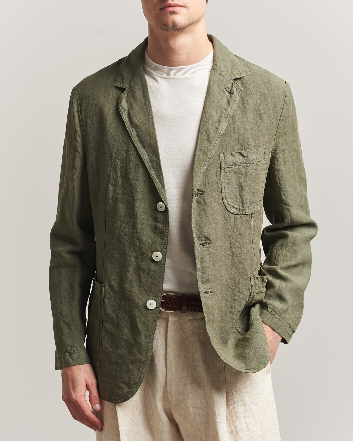 Men | Blazers | Aspesi | Samuraki Linen Blazer Military