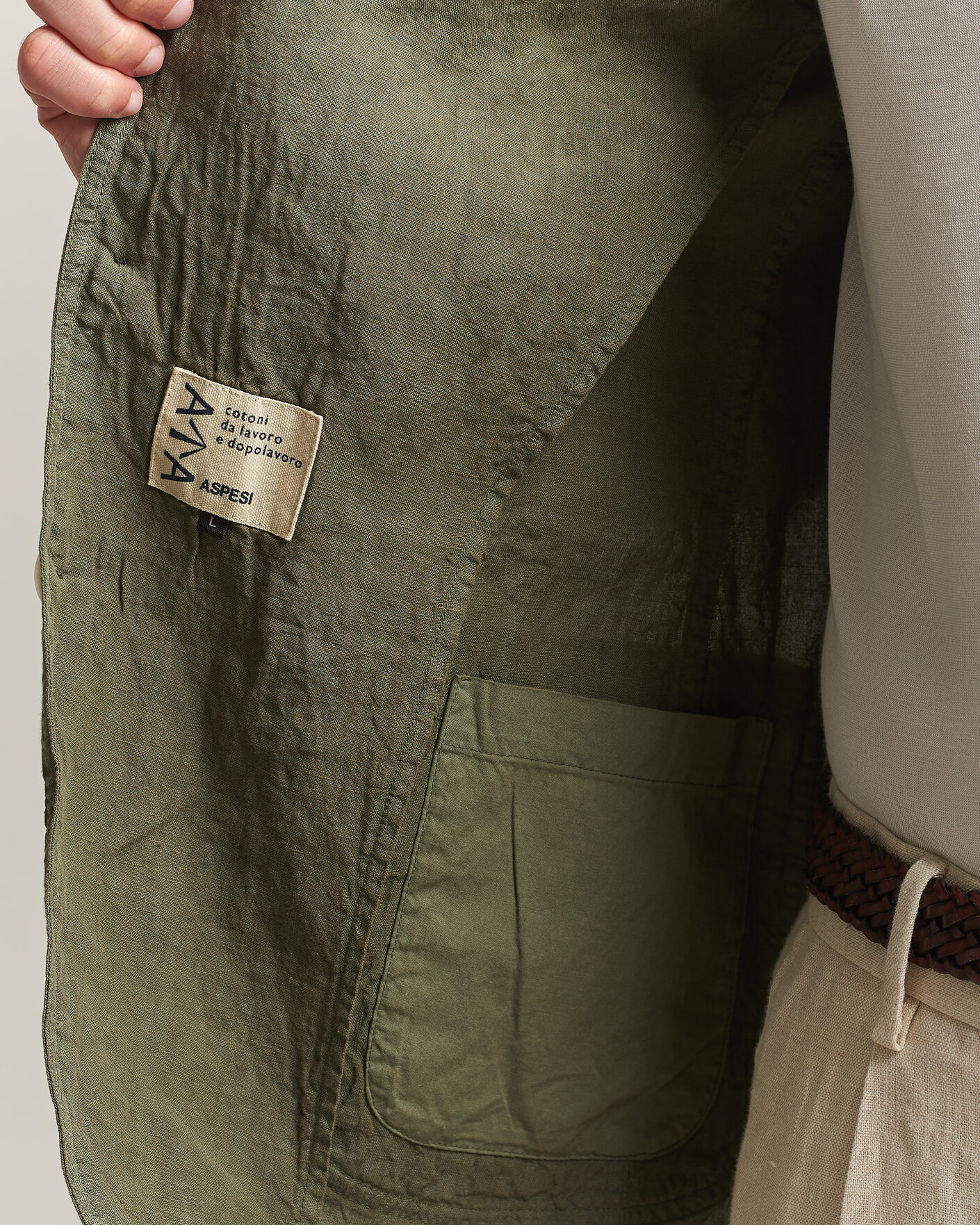 Men | Blazers | Aspesi | Samuraki Linen Blazer Military