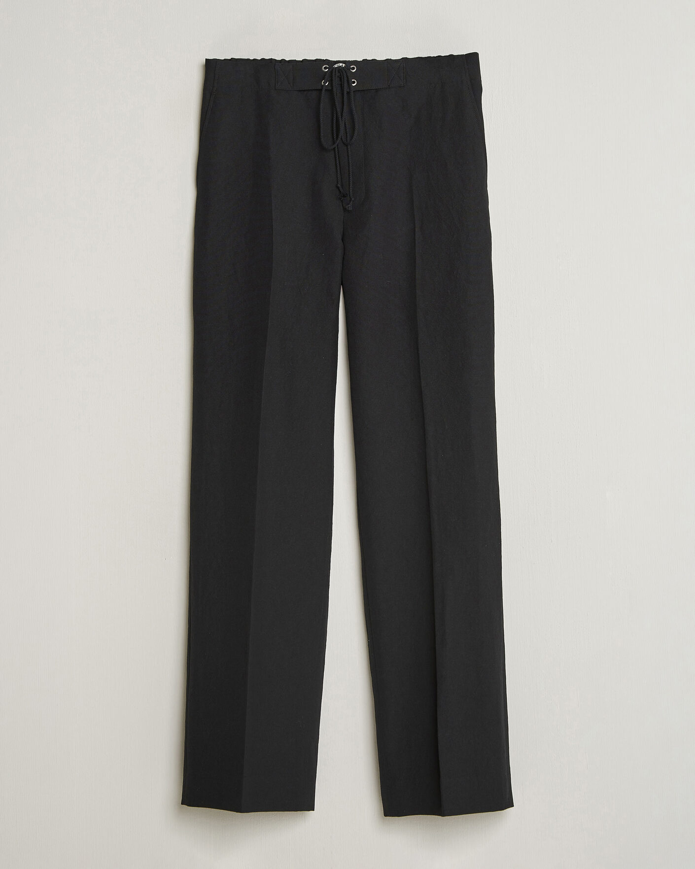 Men | Trousers | Auralee | Wool/Linen Ox Drawstring Pants Black