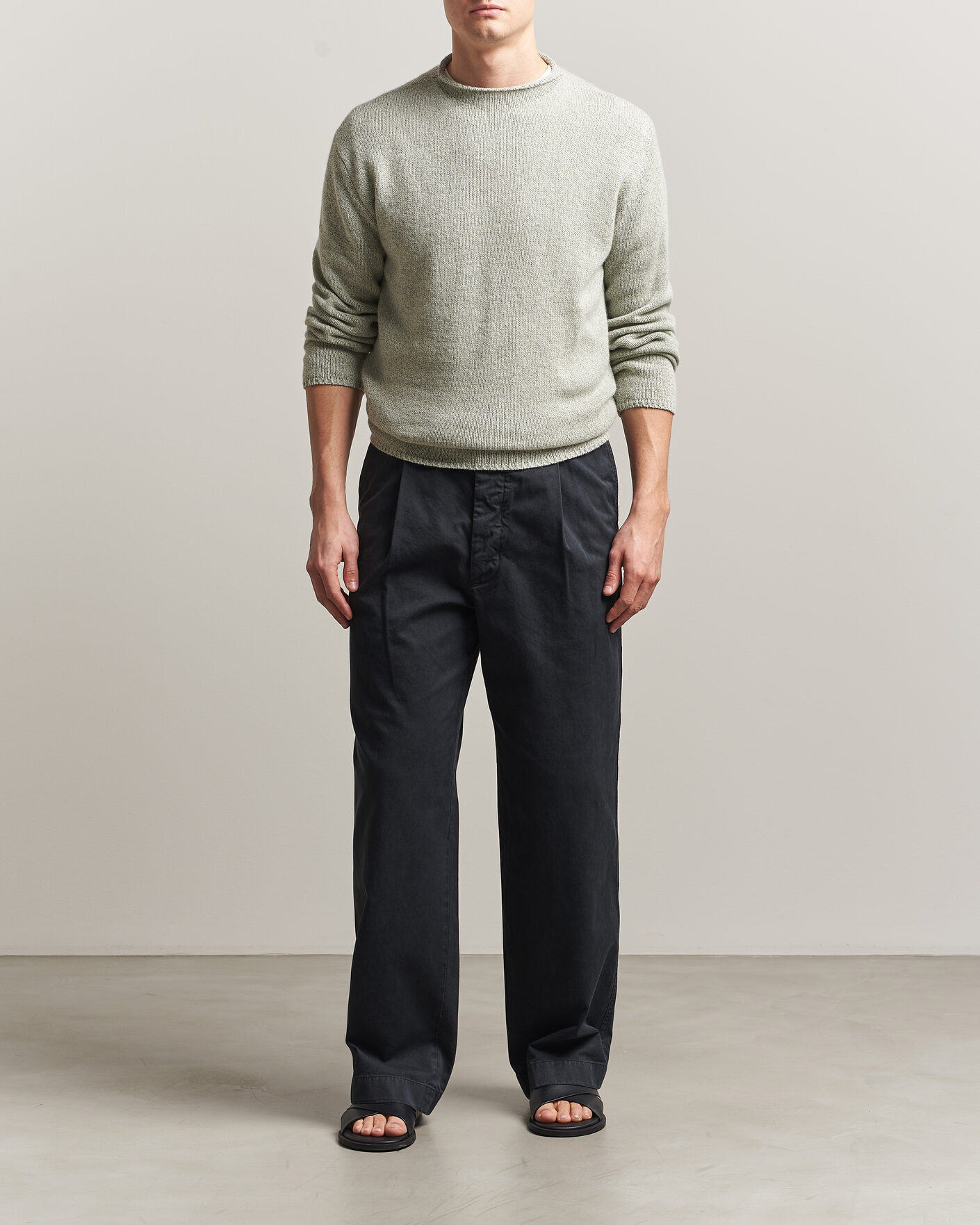 Men | Sweaters & Knitwear | Auralee | Cashmere/Silk Crew Neck Mint Melange