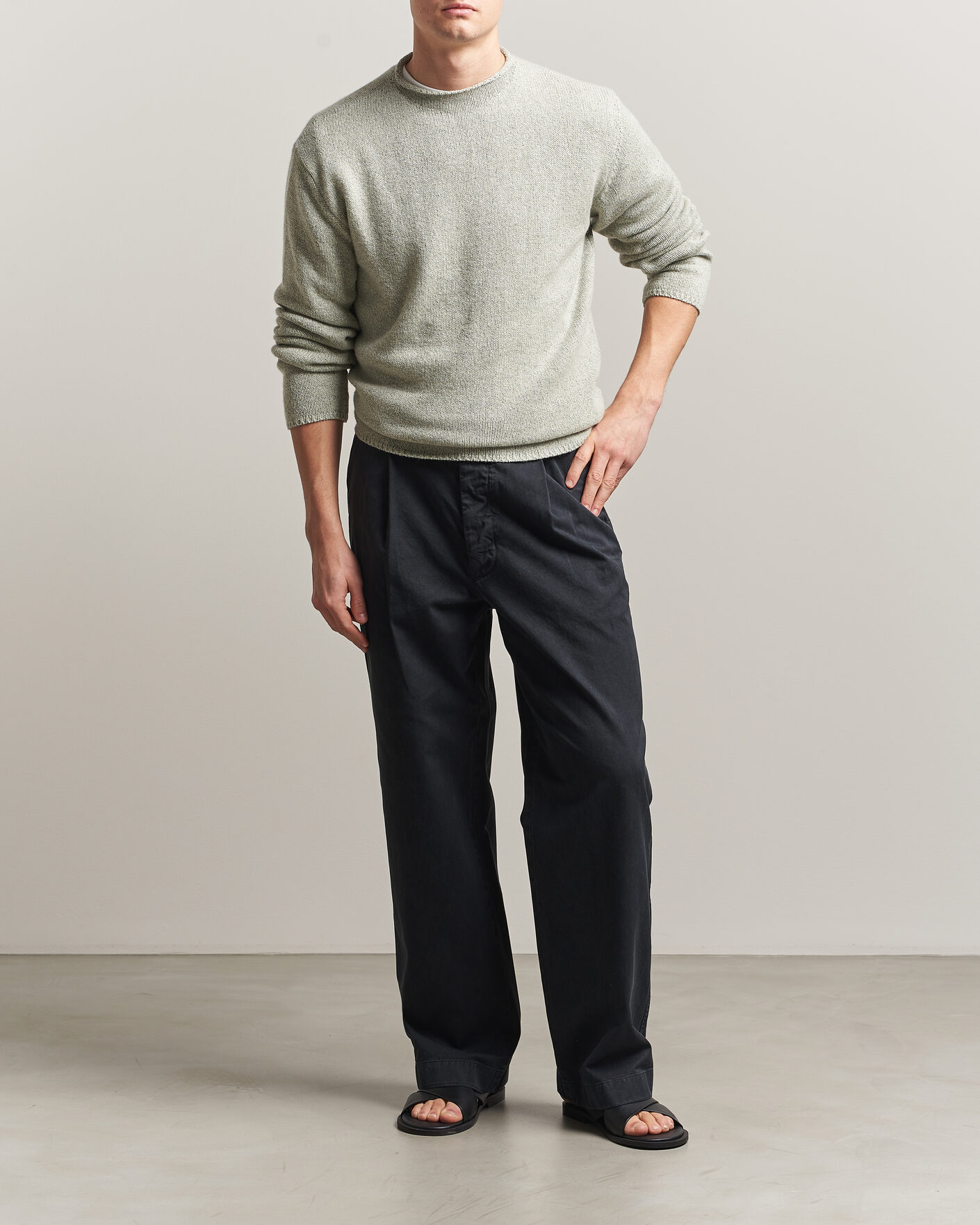 Men | Trousers | Auralee | Garment Dyed Finx Chinos Black