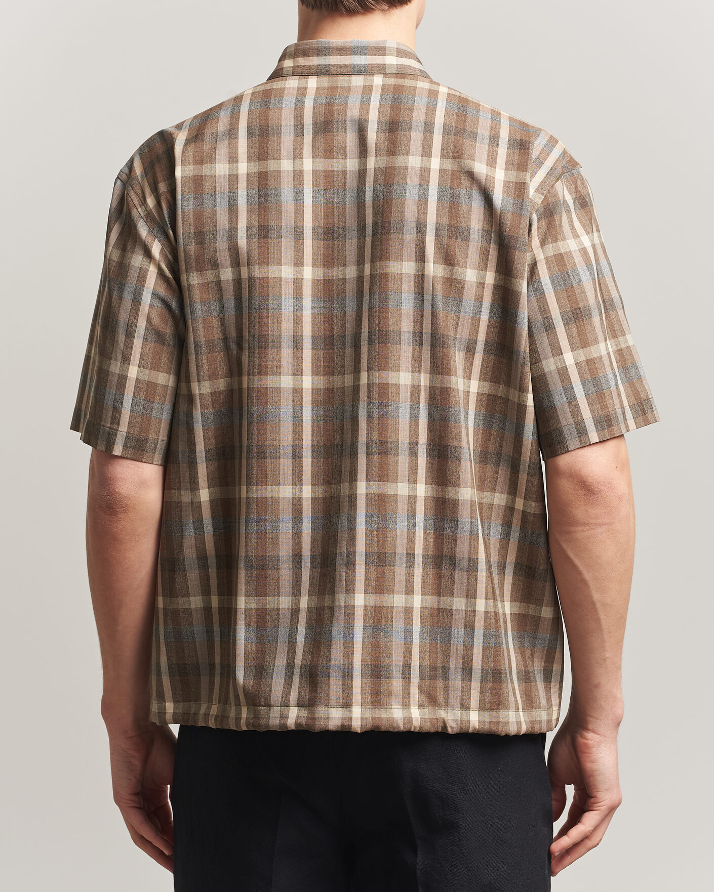 Men | Shirts | Auralee | Tropical Wool Half Sleeve Shirt Brown Check