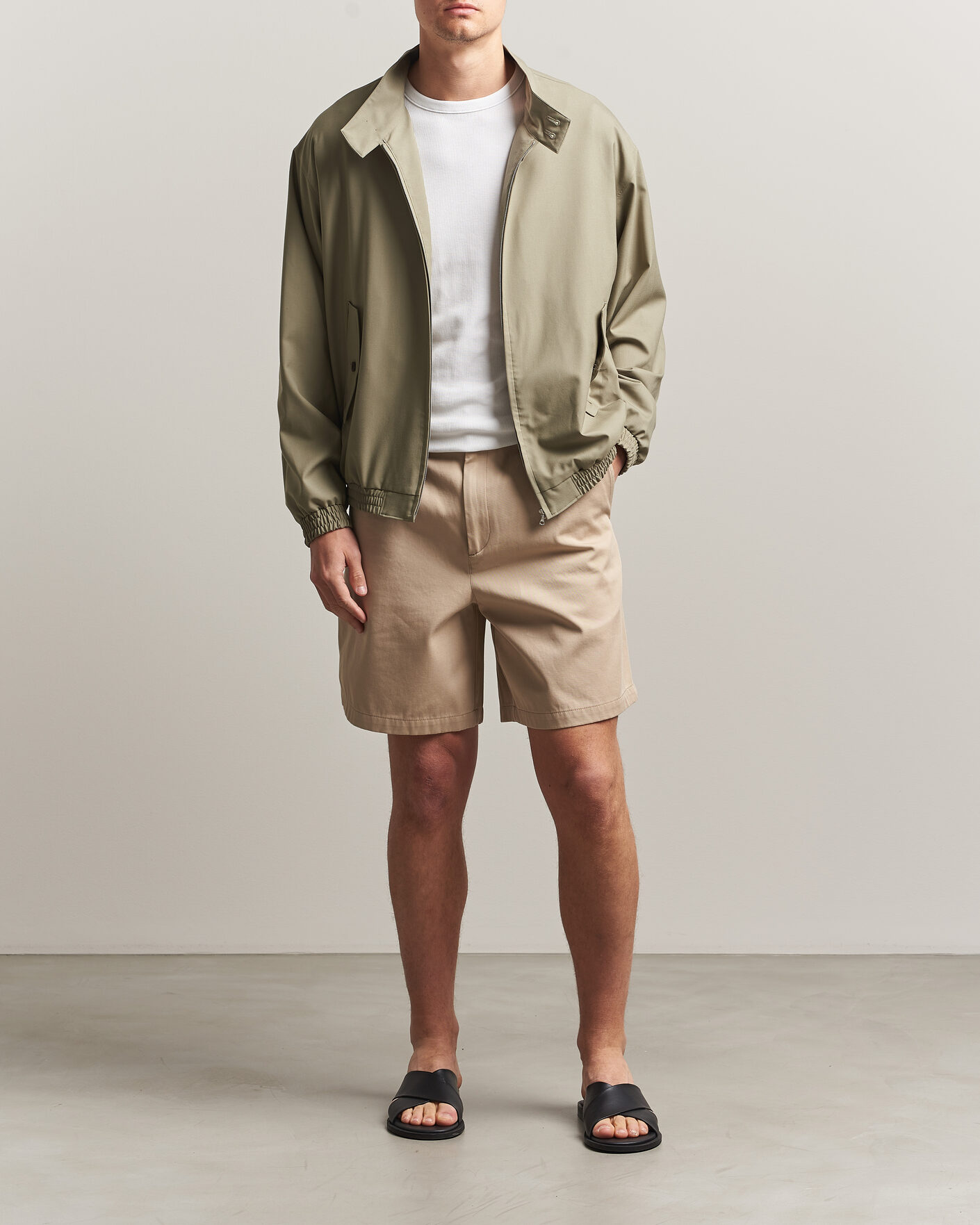 Men | Coats & Jackets | Auralee | Wool Zip Bomber Jacket Light Khaki