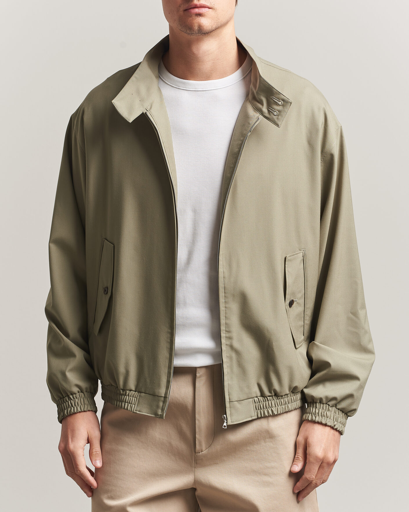 Men | Coats & Jackets | Auralee | Wool Zip Bomber Jacket Light Khaki