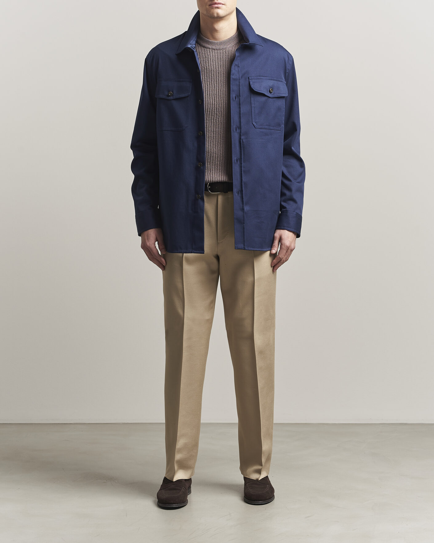 Men | Shirts | Caruso | Twill Cotton Overshirt Navy