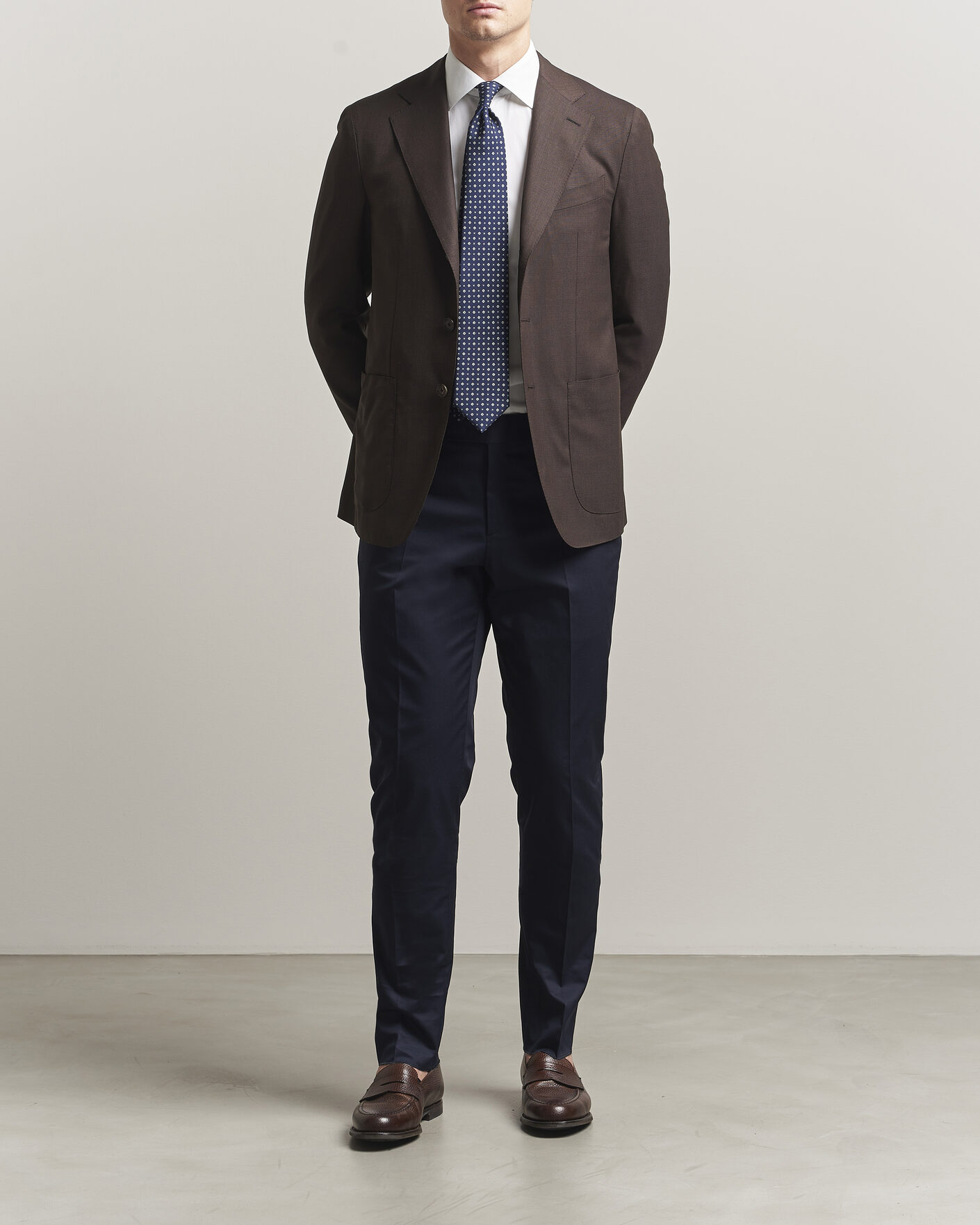 Men | Blazers | Caruso | Aida Wool Hopsack Blazer Dark Brown