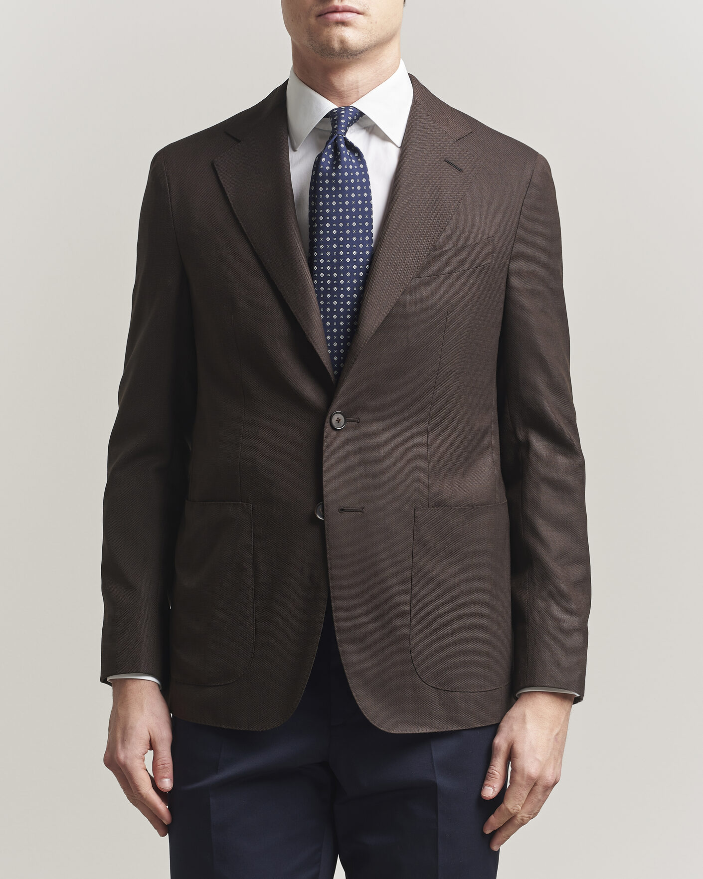 Men | Blazers | Caruso | Aida Wool Hopsack Blazer Dark Brown