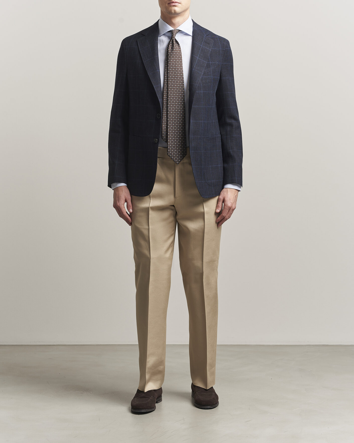 Men | Blazers | Caruso | Aida Wool Hopsack Blazer Navy Check