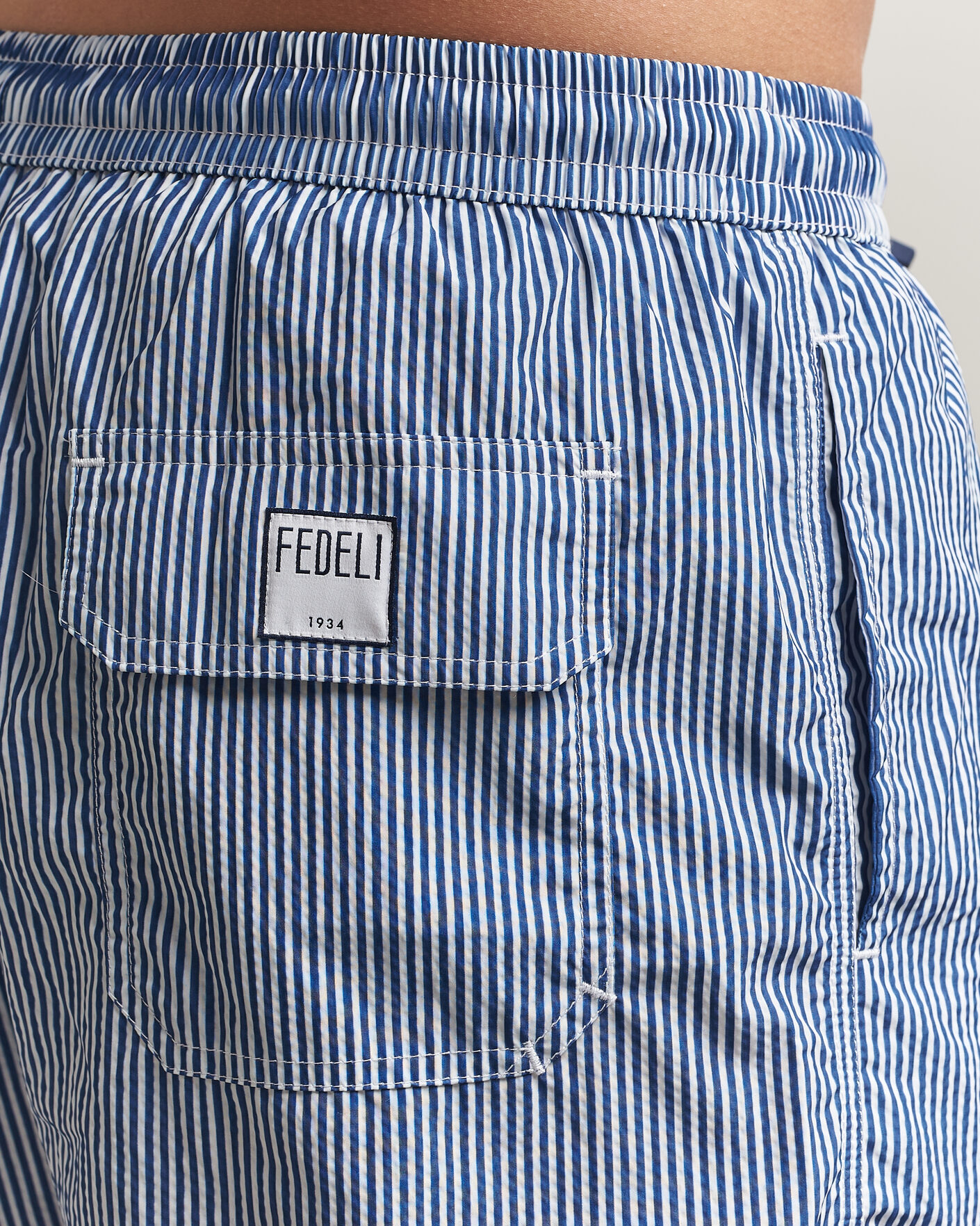 Men | Swimwear | Fedeli | Madeira Swim Trunk Blue Stripes