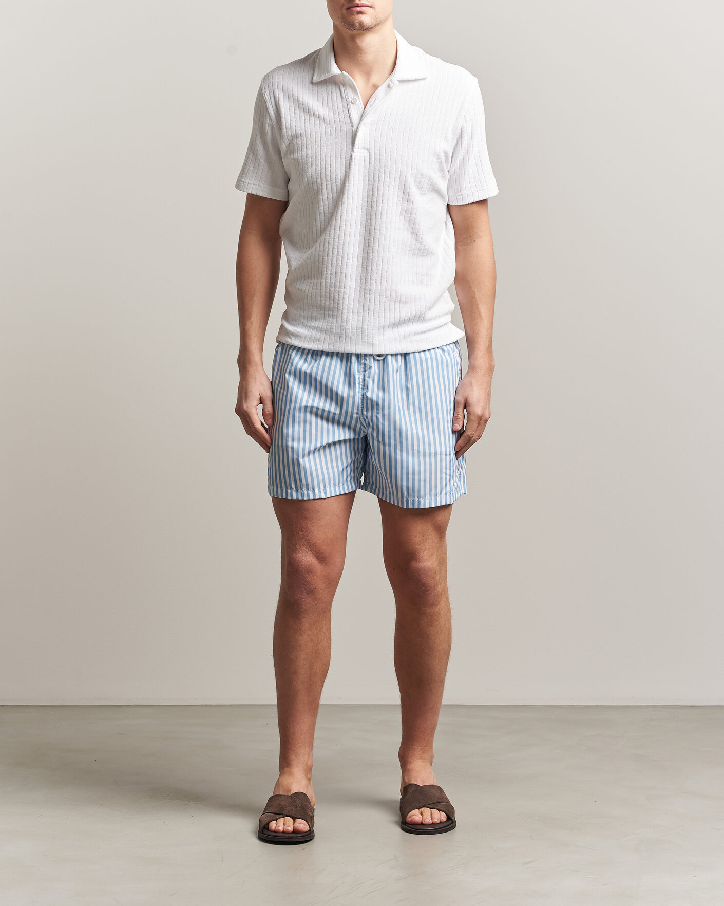 Men | Swimwear | Fedeli | Madeira Swim Trunk Wide Blue Stripes