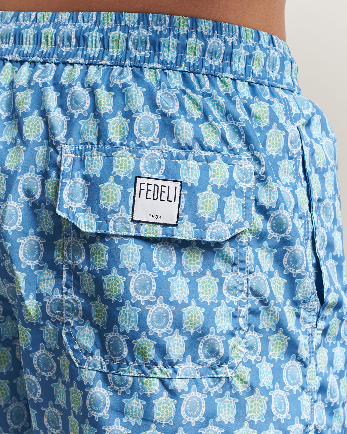 Men | Swimwear | Fedeli | Madeira Swim Trunk Blue Turtles