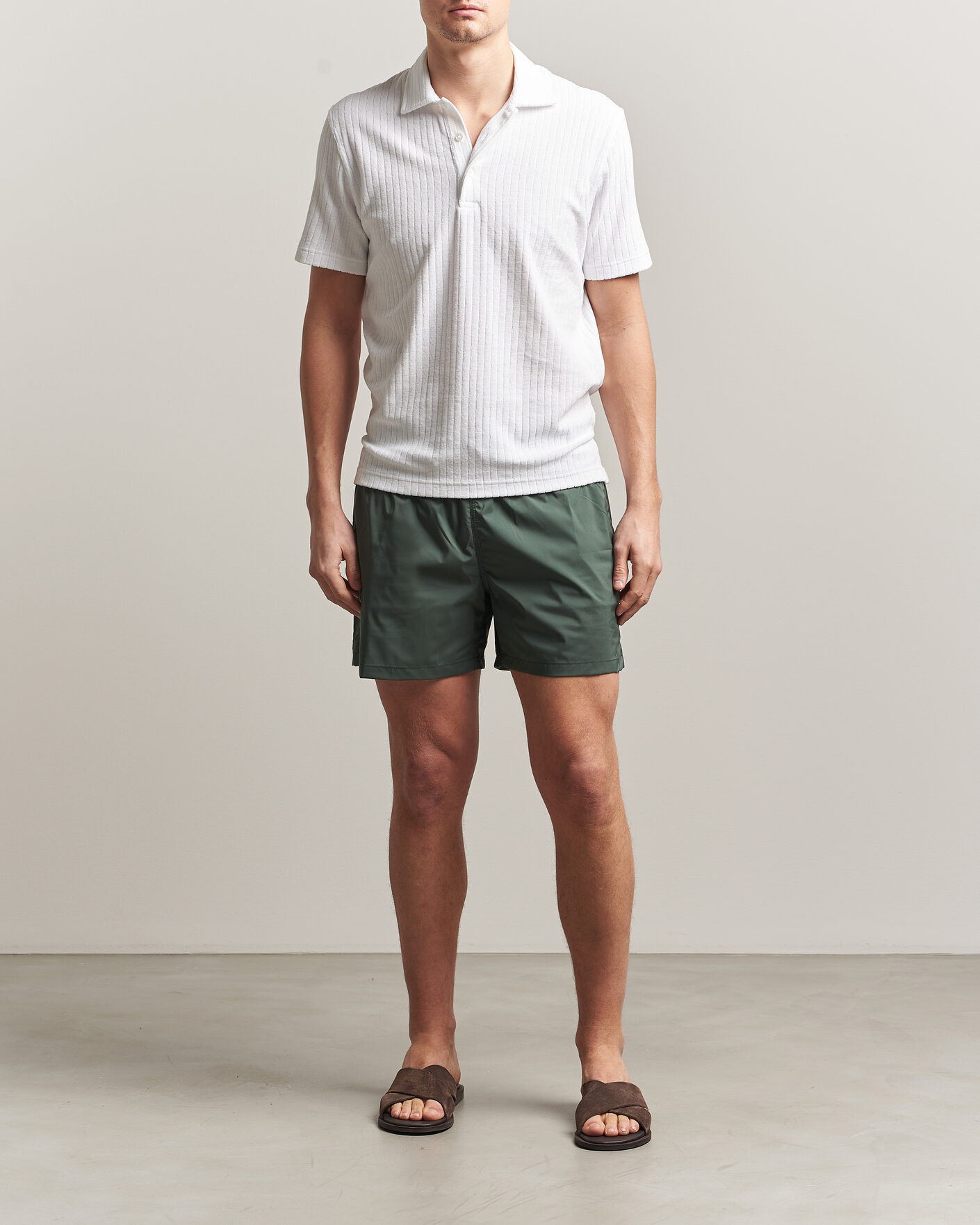 Men | Polo Shirts | Fedeli | Rib Terry Polo White