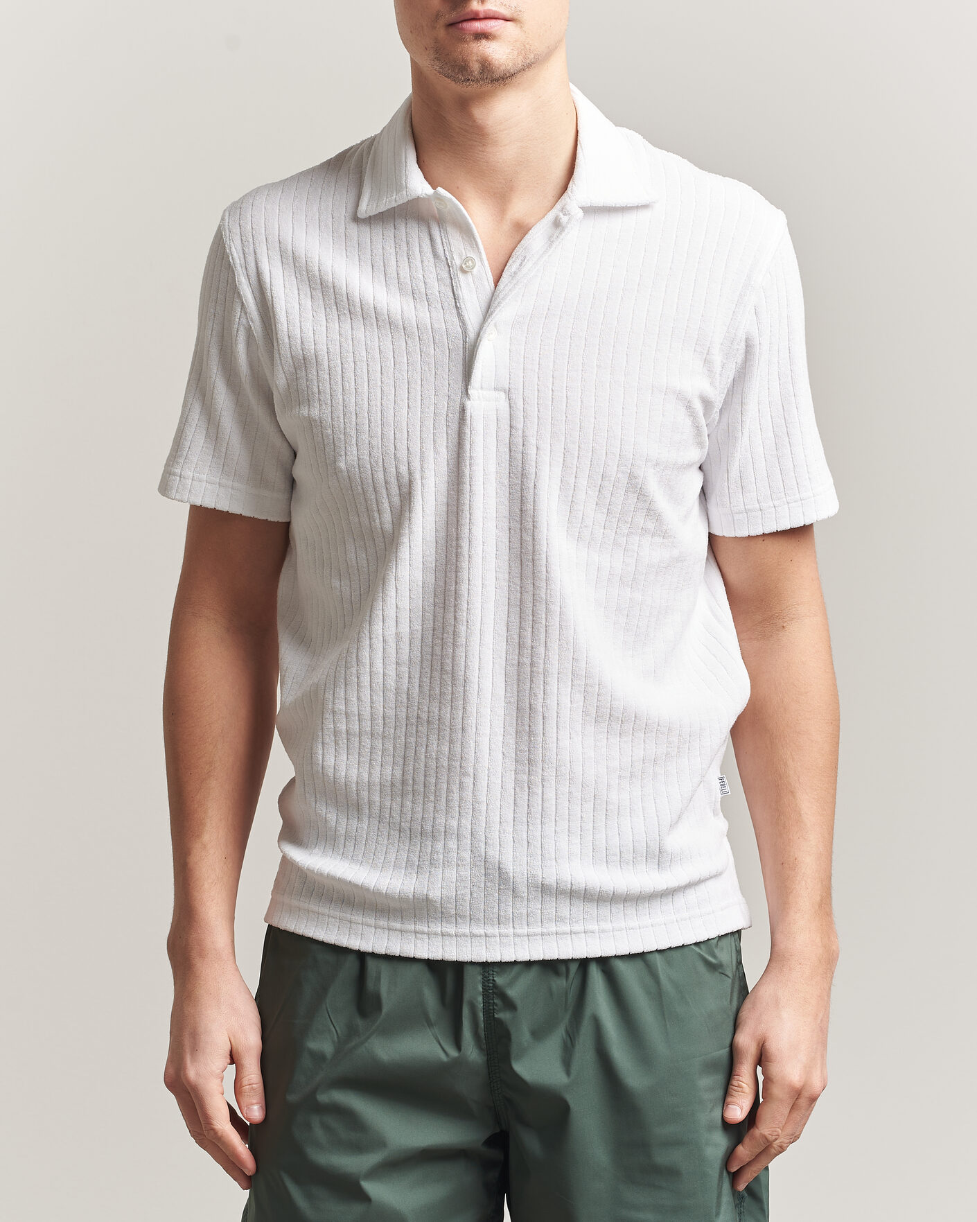 Men | Polo Shirts | Fedeli | Rib Terry Polo White