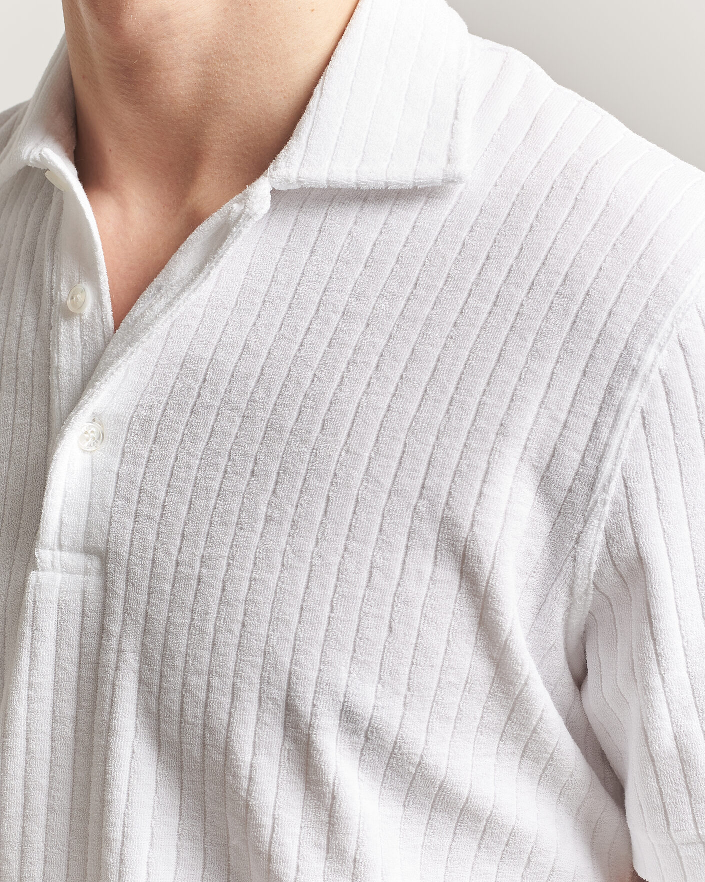 Men | Polo Shirts | Fedeli | Rib Terry Polo White